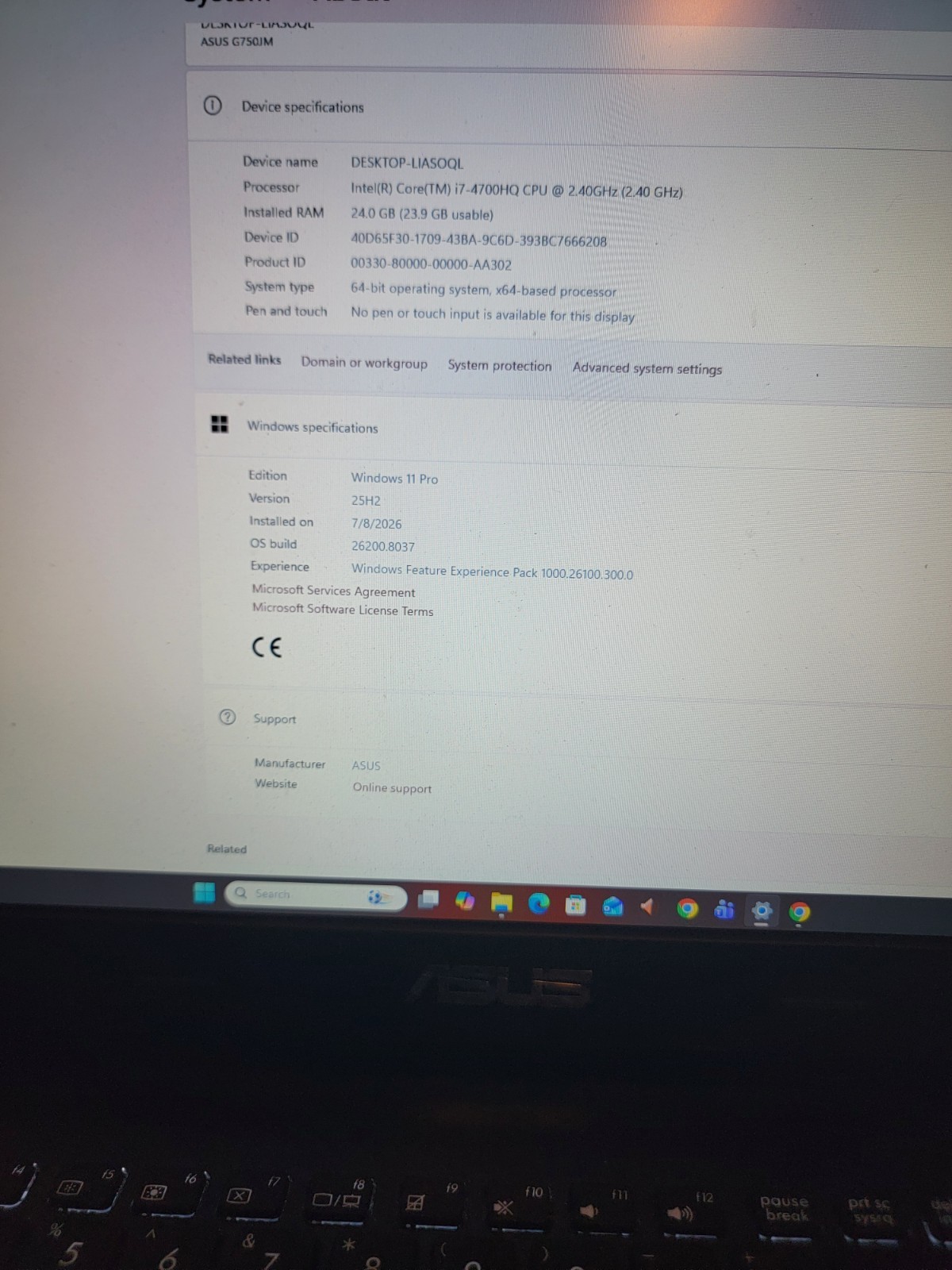 ASUS ROG G750J 17in Gaming Laptop i7-4700HQ 2.40GHz 26GB RAM Win 11 Pro 1tb SSD