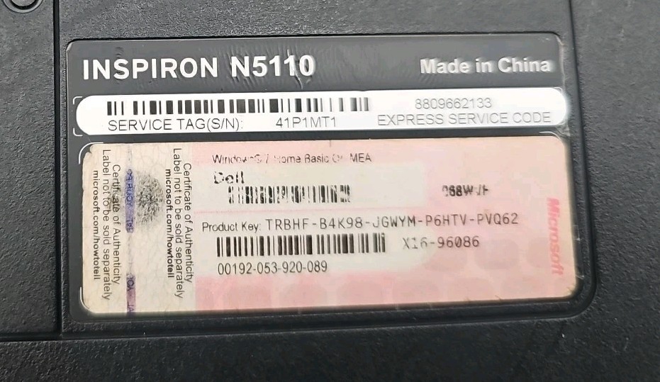 Dell Inspiron 15R N5110 Laptop *Untested* No Battery For Parts See Pictures