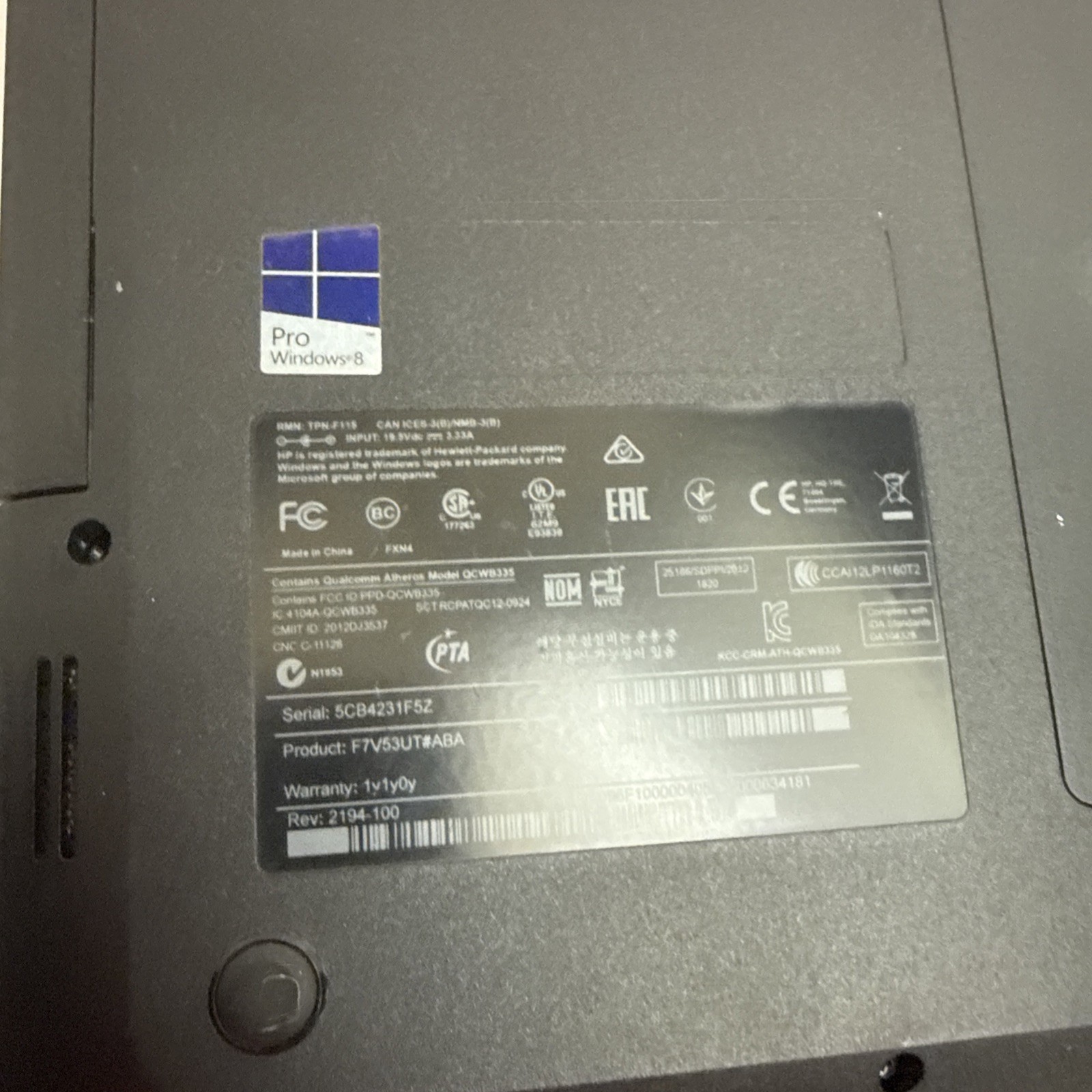 HP 255 Laptop AMD A4 4gb Radeon R2 15.6″ win 10 250GB HDD – No Battery – As Is