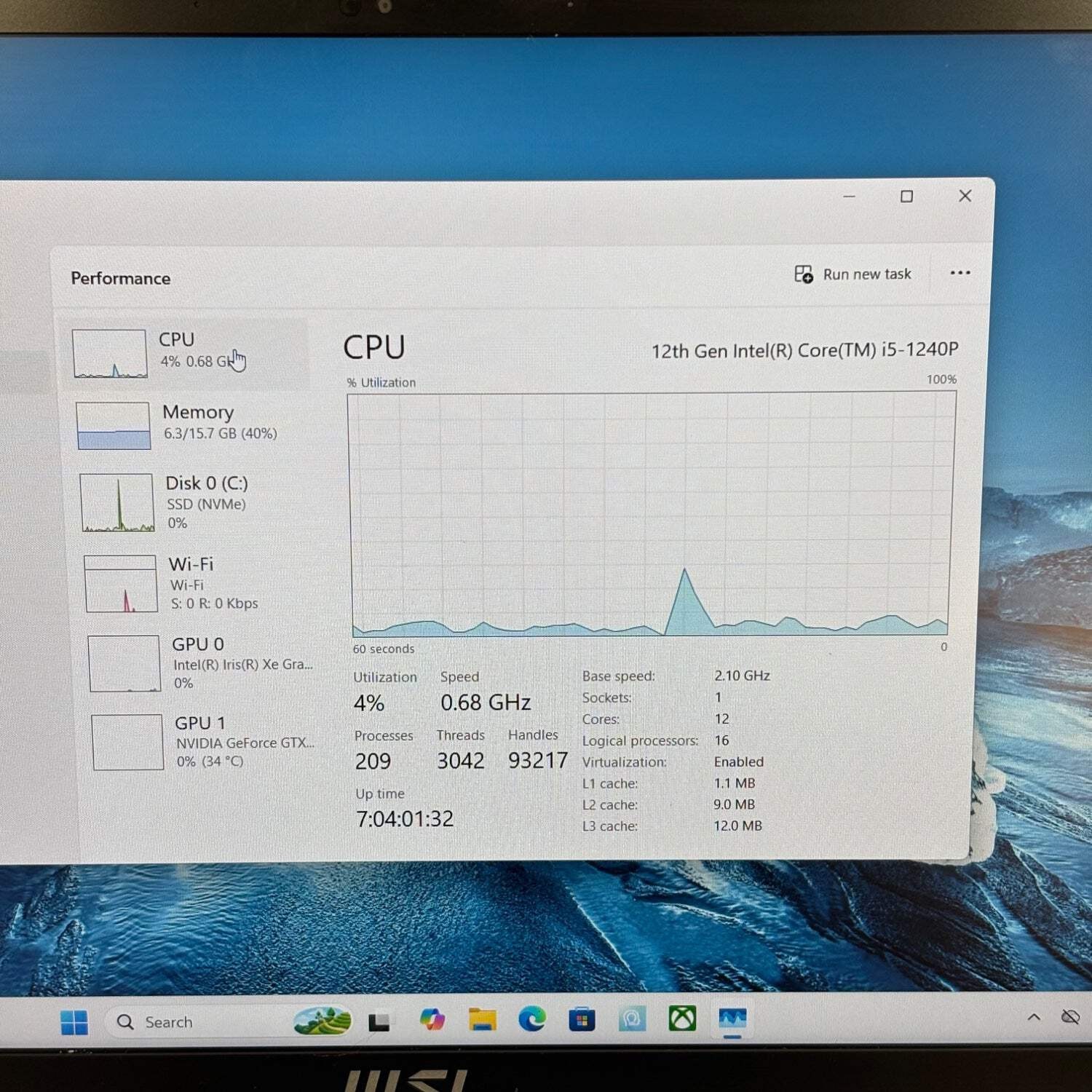 MSI Prestige 15 A12SC 15.6″ i5-1240P 16GB RAM 512GB SSD GeForce GTX 1650 Max-Q