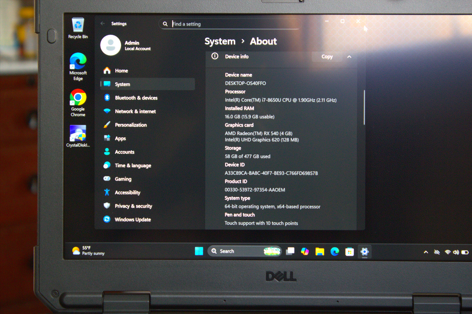 Dell Latitude 5420 Rugged i7-8650U AMD RX540 512GB 16GB Touch Good Condition