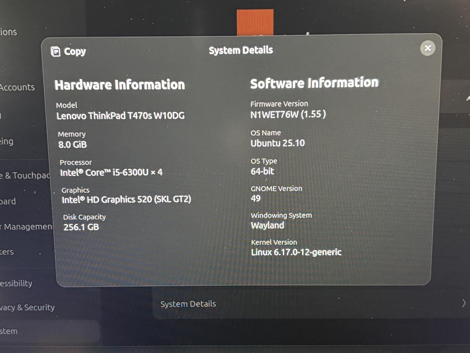 Lenovo ThinkPad T470s Intel Core I5-6300U @ 2.40GHz 8GB RAM 256GB SSD