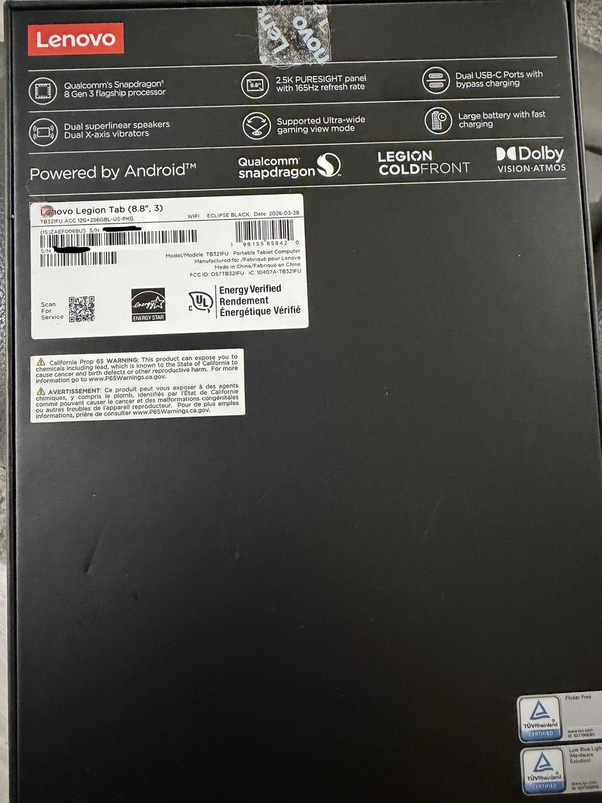 Lenovo Legion Y700 Snapdragon 8 Gen 3, 12GB RAM, 256GB With Keyboard Folio Case