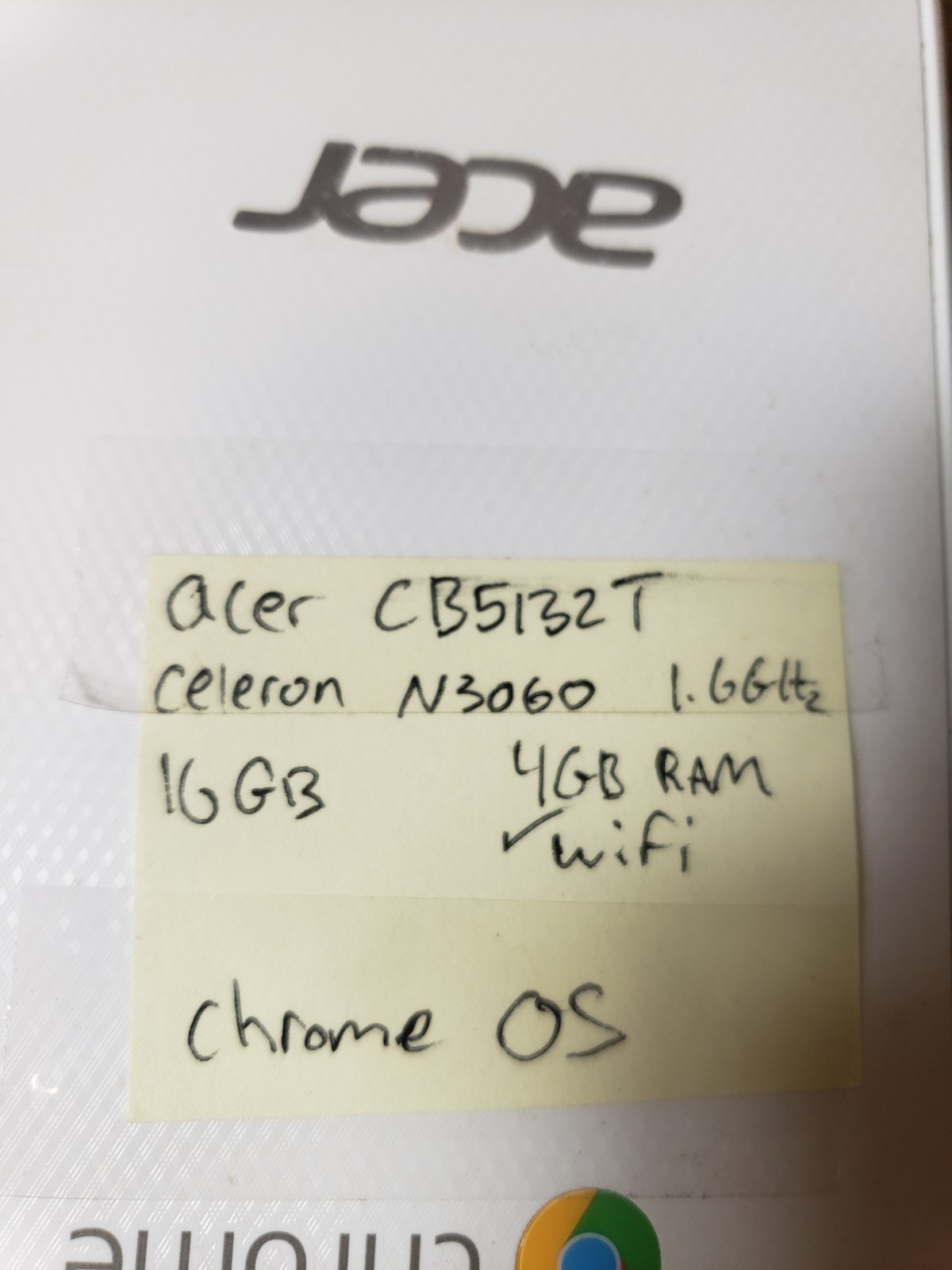 Acer N15Q8 Chromebook Celeron N3060 1.8GHz 4GB RAM 16GB eMMC Chrome Reset Touch