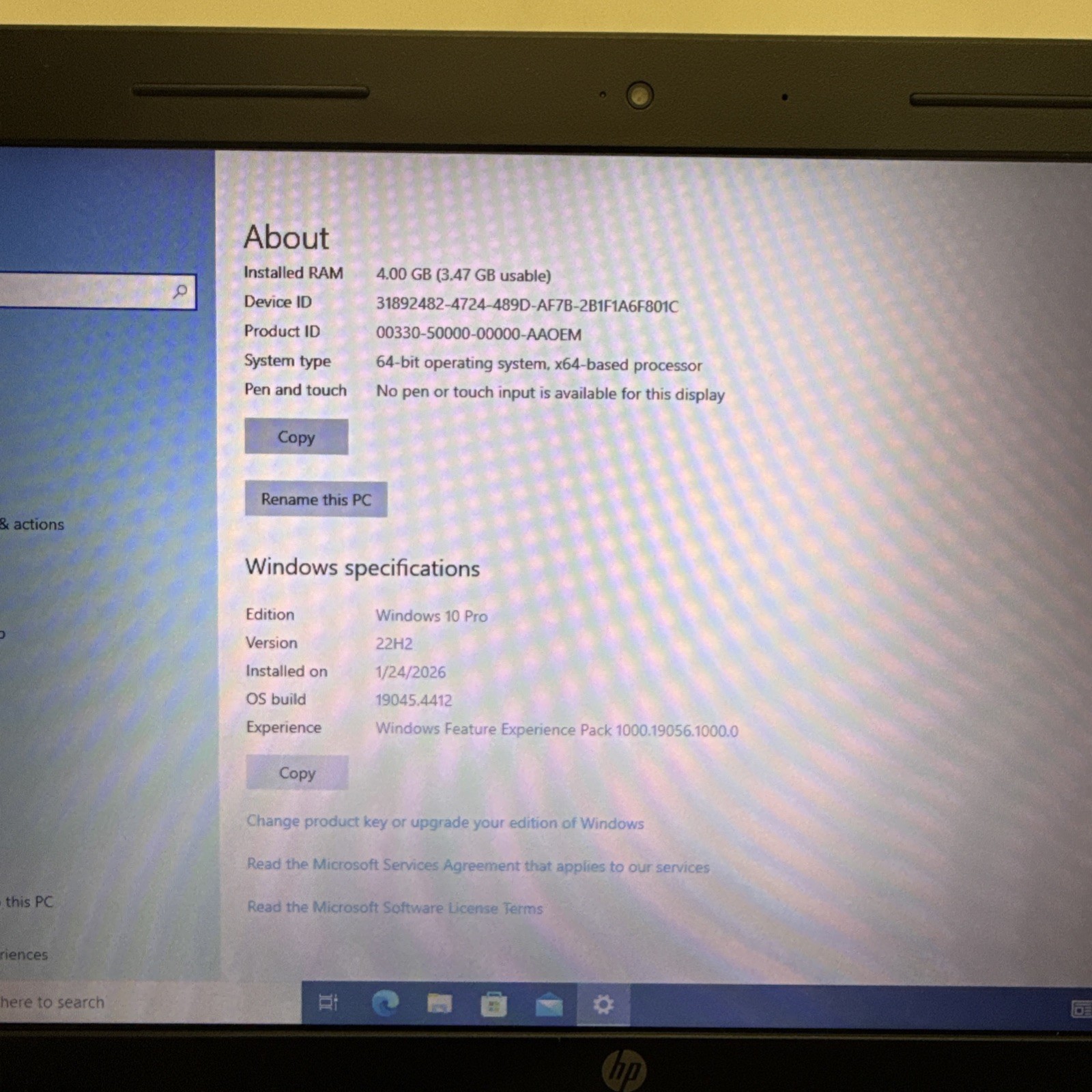 HP 255 Laptop AMD A4 4gb Radeon R2 15.6″ win 10 250GB HDD – No Battery – As Is
