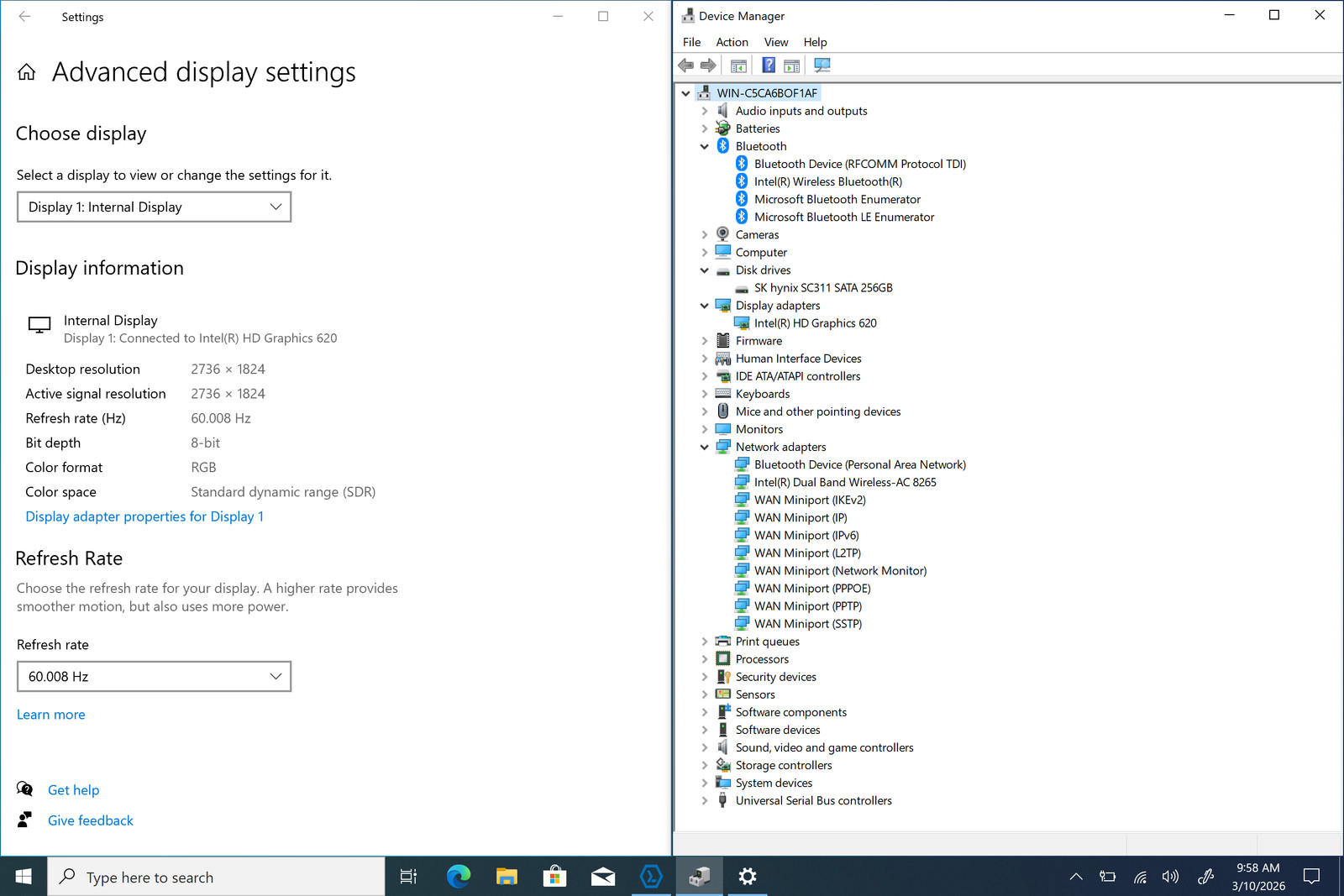 HP Elite x2 1012 G2 2-in-1 12″ 2736 x 1824 Touch I3-7100U 256GB 4GB W10P *READ*