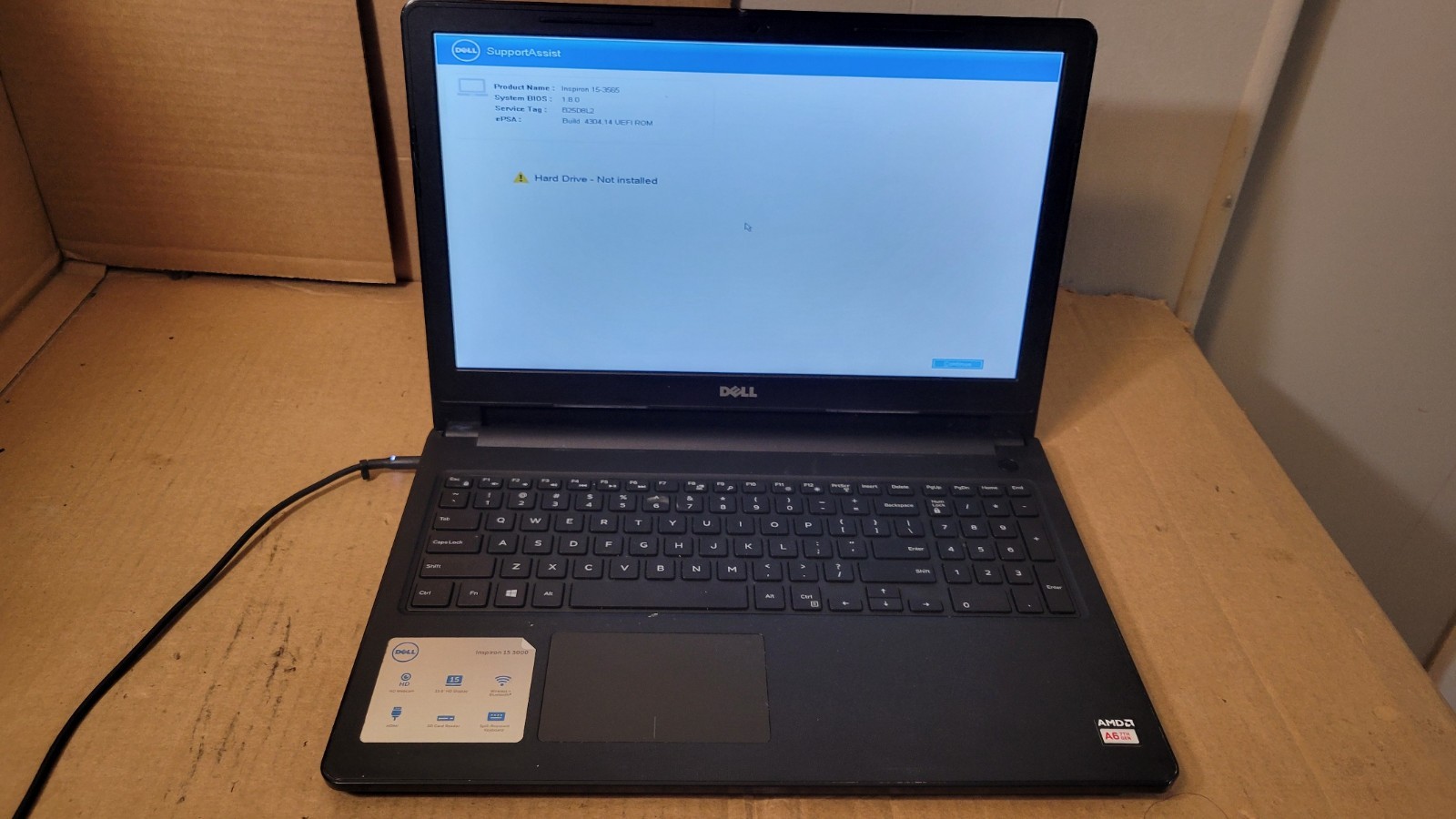 DELL INSPIRON 15-3565 AMD A6 4GB RAM No HDD — For Repair —