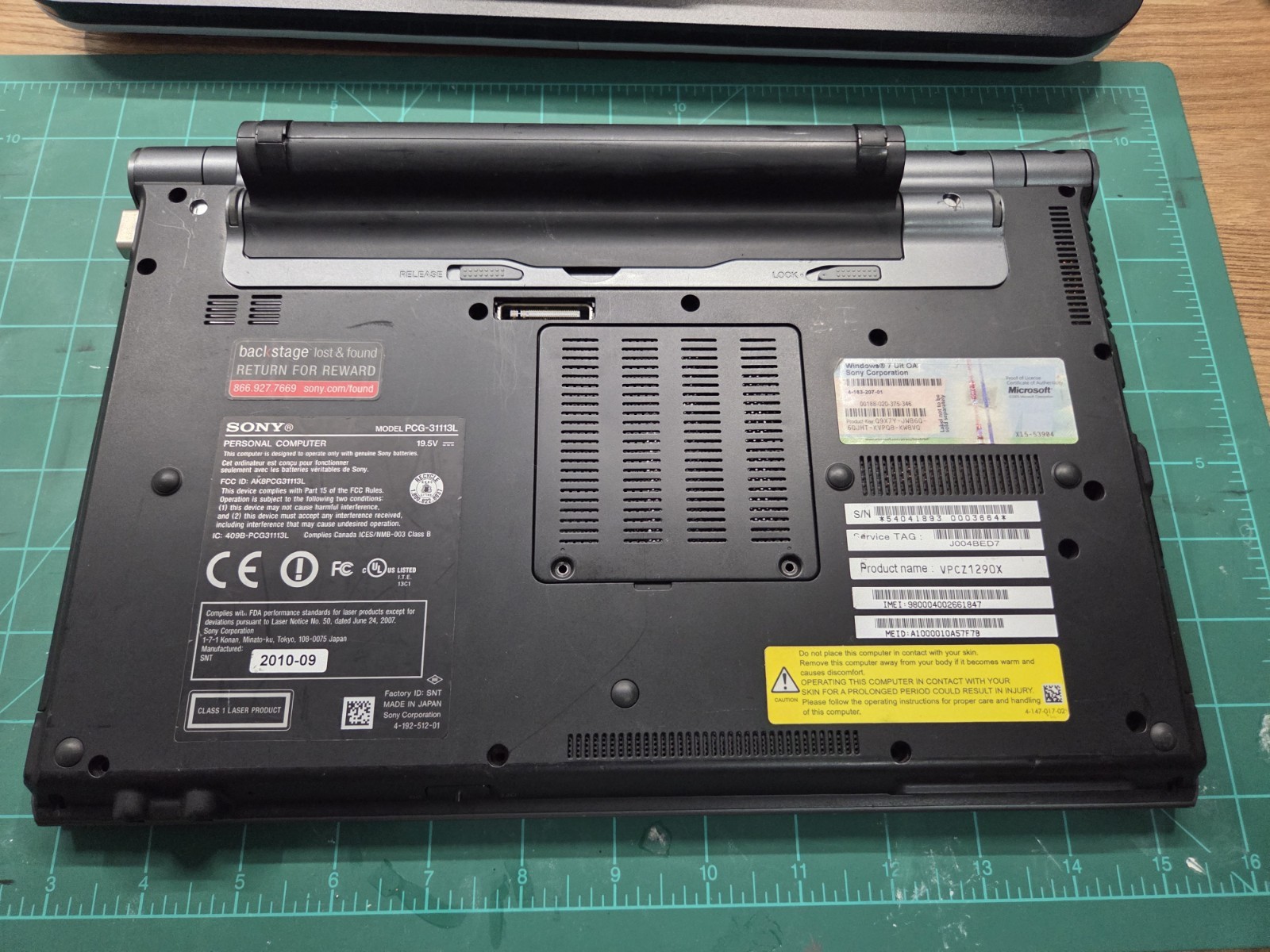 Sony Vaio VPCZ1290X Laptop Working Clean Repasted Win 7 Good Battery