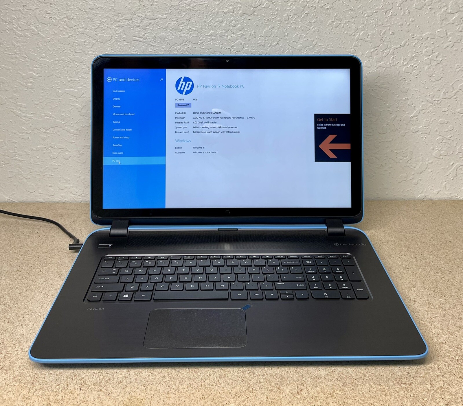 HP pavilion 17-F223NR AMD A10-5745 APU Radeon TM @ 2.10GHz 8GB RAM 1TB HDD