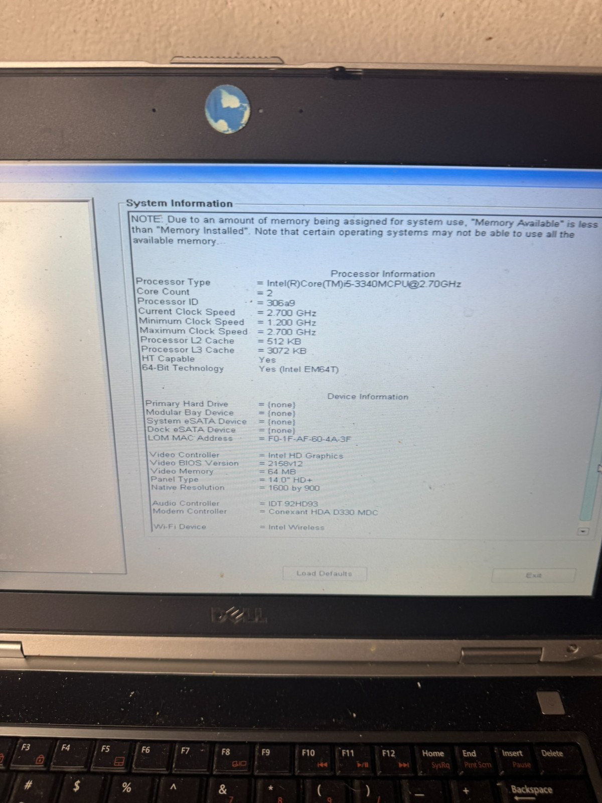 Dell Latitude E6430 14in Intel i5-3230M 8GB RAM No Drive Parts/Repair #5074