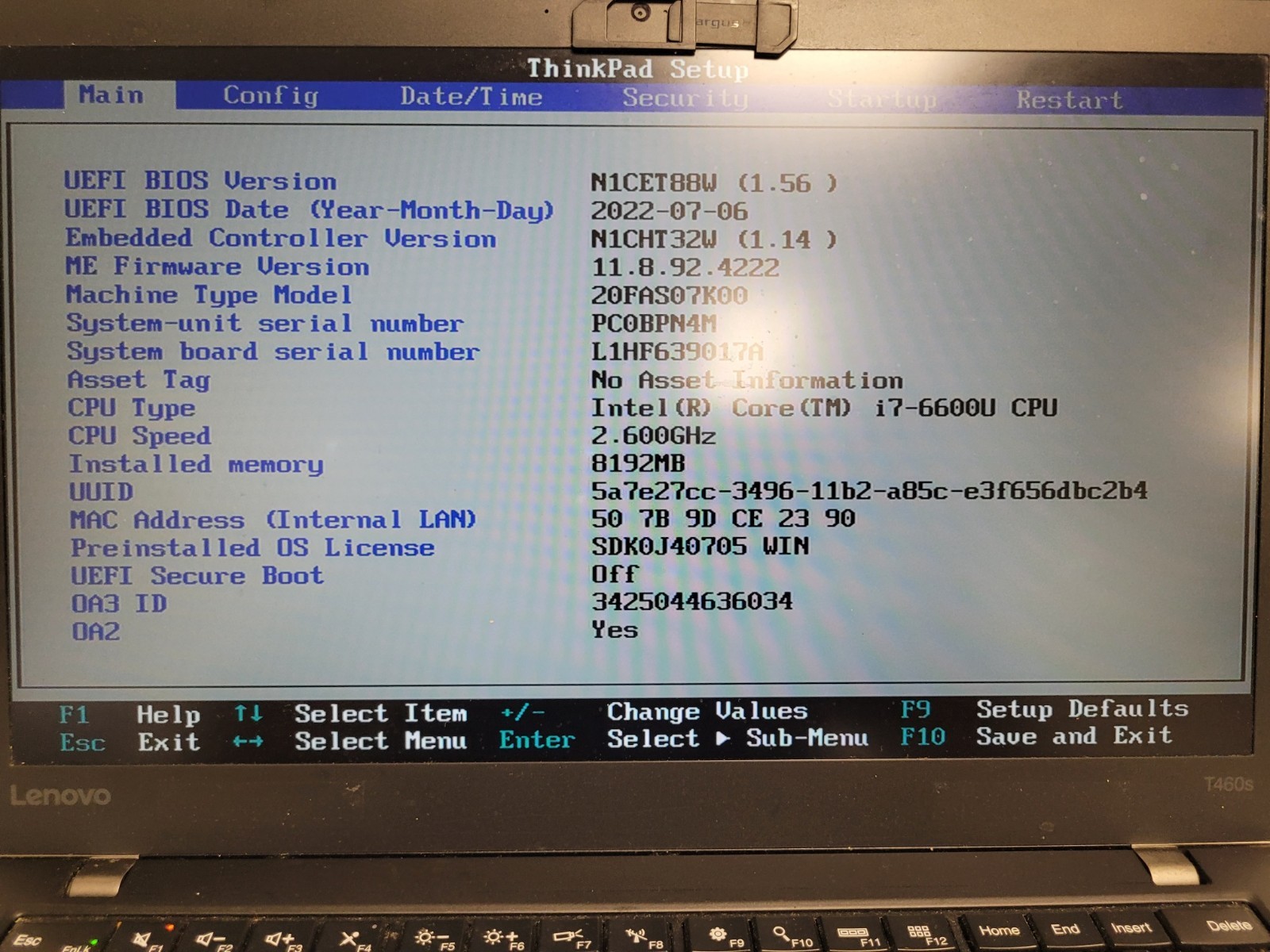 Lenovo ThinkPad T460s 14″ i7-6600u 2.6gh 8gb ram 500gb ssd w11p charger PC0BPN4M