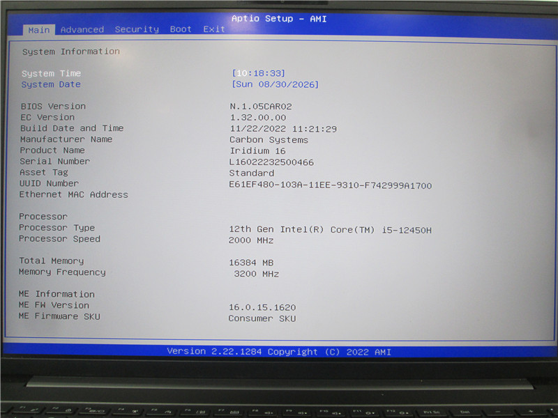 Carbon Systems LCS16-1215 Laptop i5-12450H 2.0GHz 16GB 512GB SSD Windows 11 COA