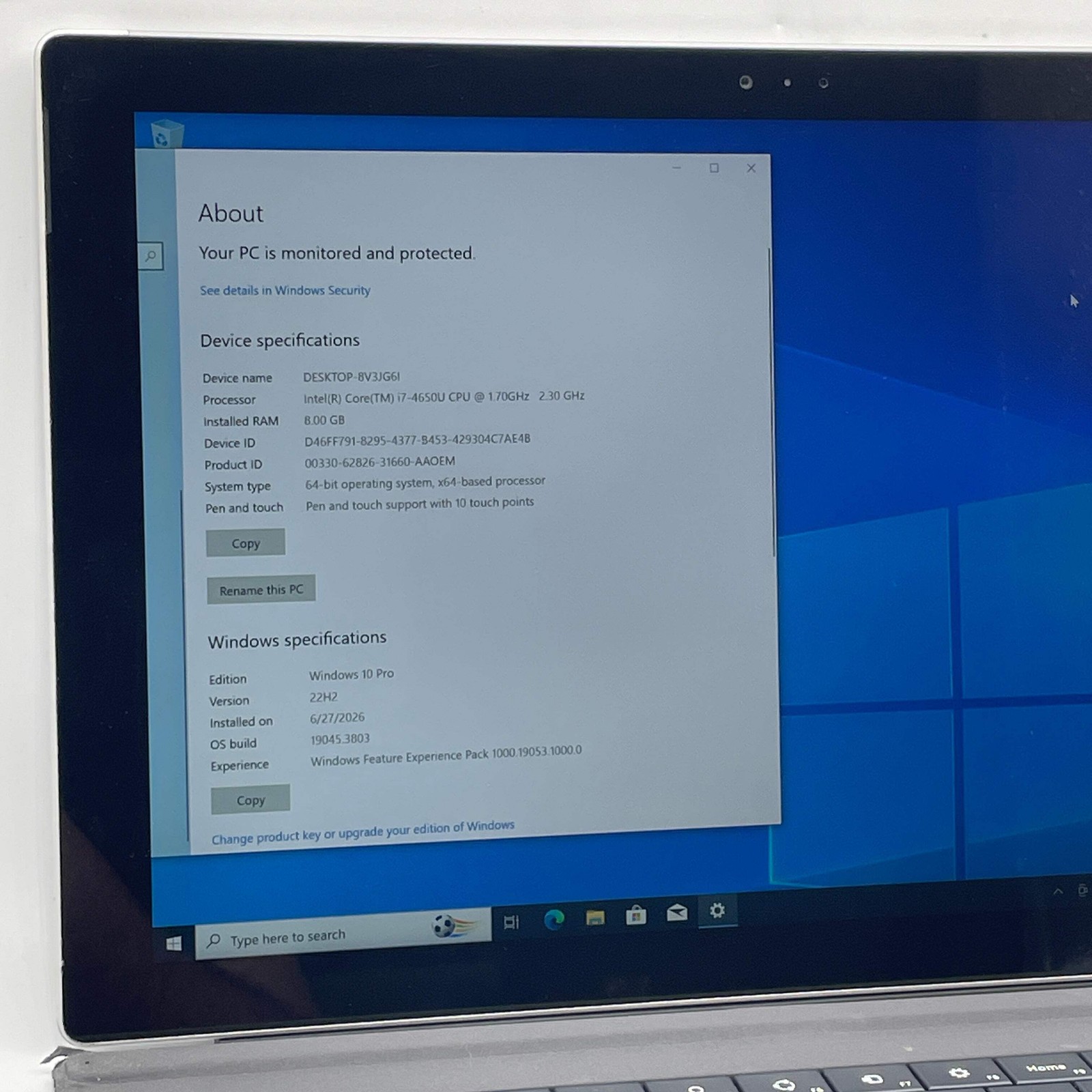 Broken Microsoft Surface Pro 3 1631 12″ i7-4650U 2.3GHz 8GB RAM 512GB SSD Read