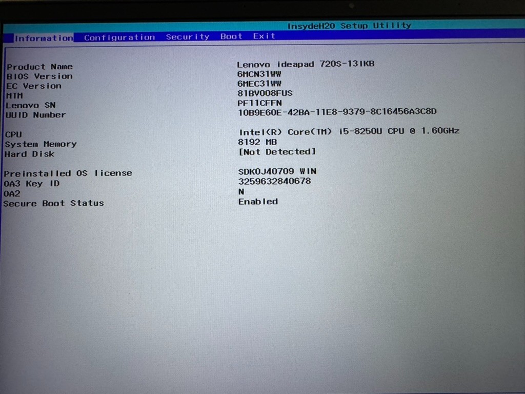 Lenovo IdeaPad 720S-13IKB 13.3″ Laptop i5-8250U 8GB RAM – No SSD/Hard Drive