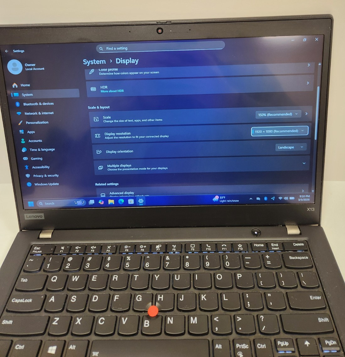 Lenovo ThinkPad X13 Gen 1 Core i7-10610U 16GB RAM 256GB NVME TCH SCRN READ #0411