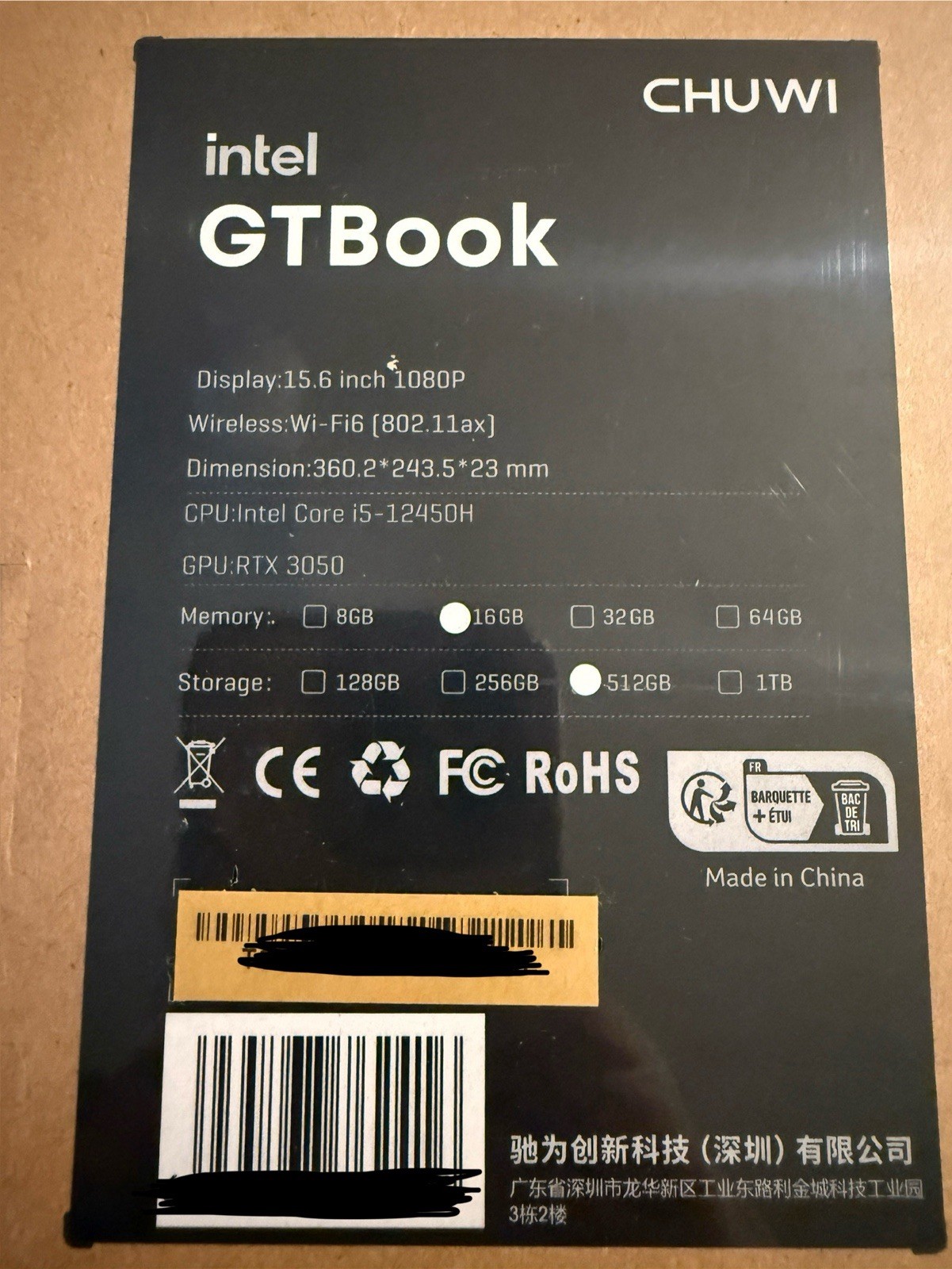 Chuwi GTBook 15.6 Intel