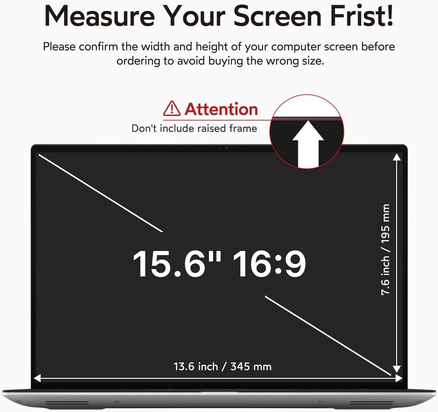15.6 Laptop Privacy Screen for 16:9 Ratio Computer Monitor, Removable, Anti Glar