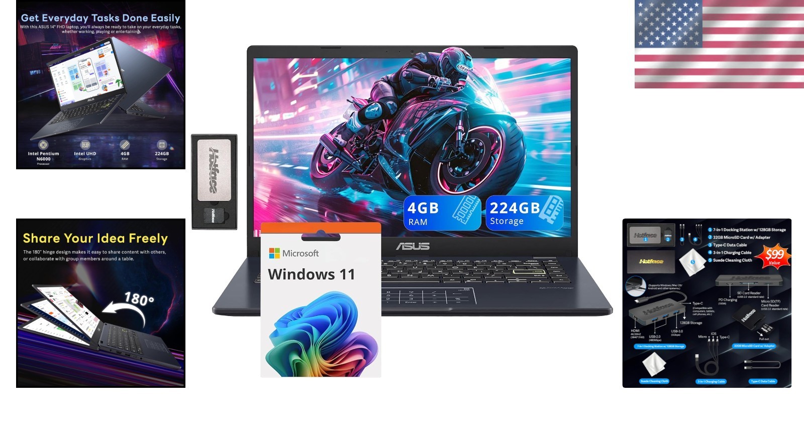 14″ FHD Laptop, Intel Pentium N6000 Processor, 4GB