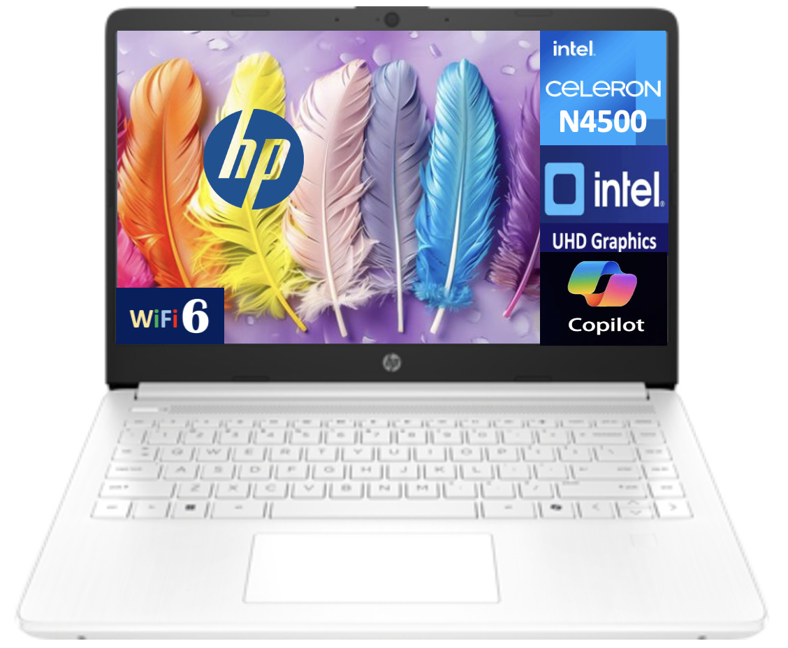 HP 14 14″ 1366×768 Intel Celeron N4500 4GB RAM 64GB eMMC Windows 11 Home S-Mode