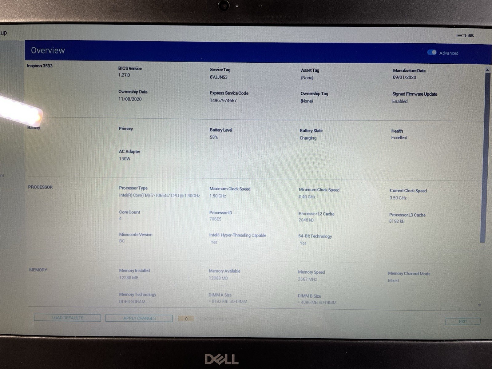 DELL Inspiron 3593 i7-1065G7 1.3GHz 12Gb RAM 512Gb NVMe Touch Win11Pro