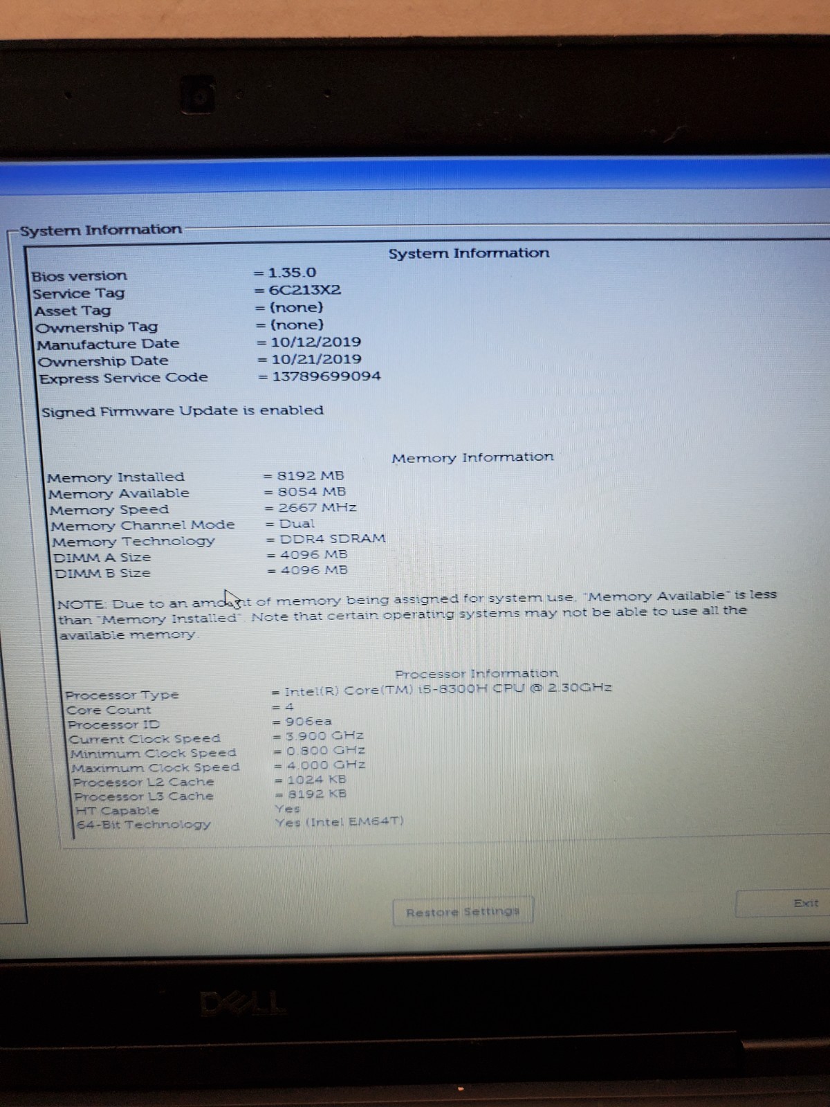 Dell Latitude 5491 14″ Laptop i5-8300H 8GB RAM 256GB SSD Win11 READ! #69
