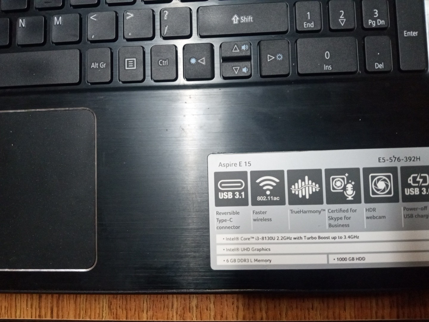 Aspire E 15 ACER Intel Core 2.2 I’mghz turbo boost 3.4ghzd 6GB memory 1000gb hdd