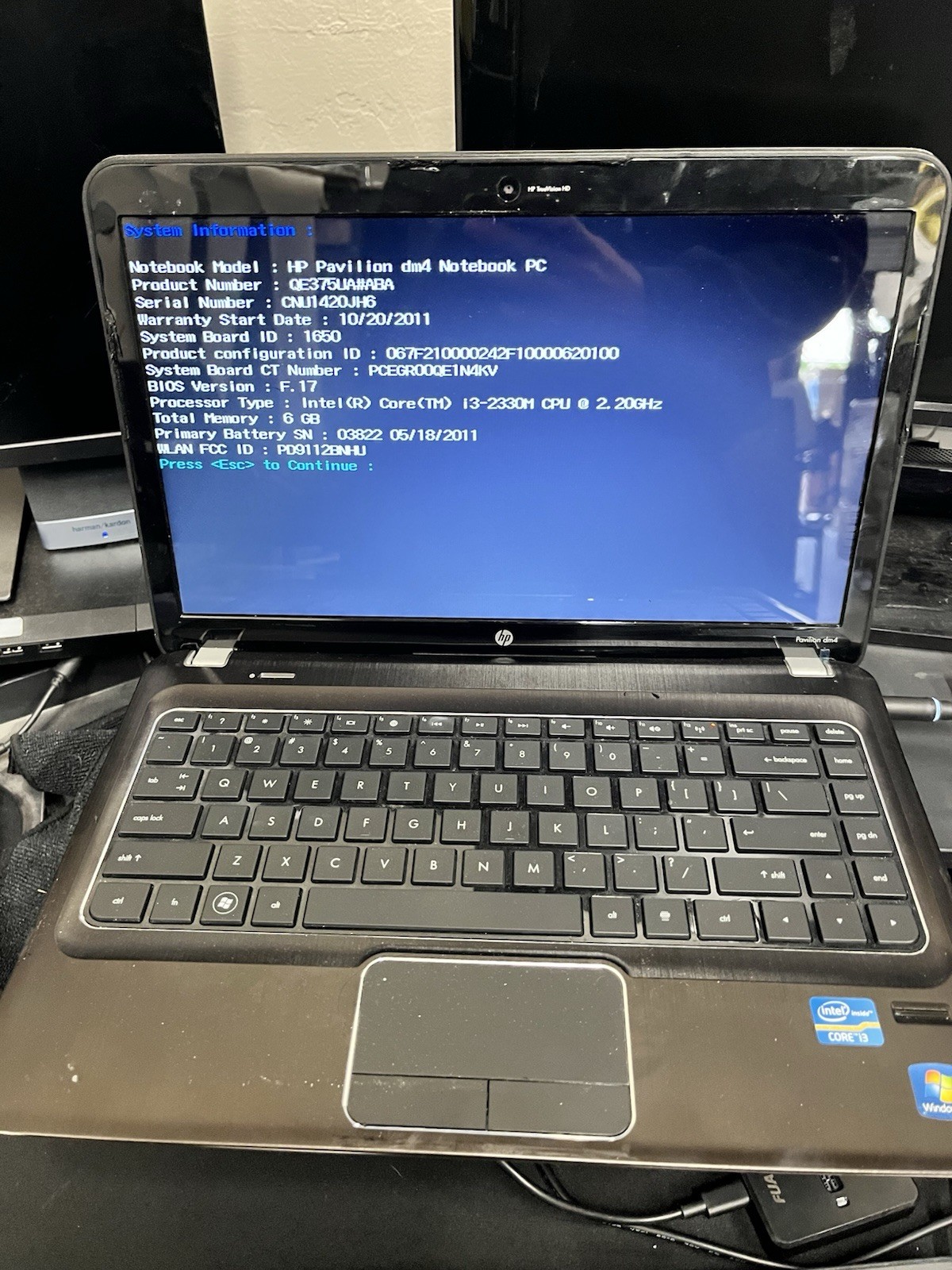 HP Pavilion dm4 Laptop Intel Core i3 4GB RAM NO HD/OS