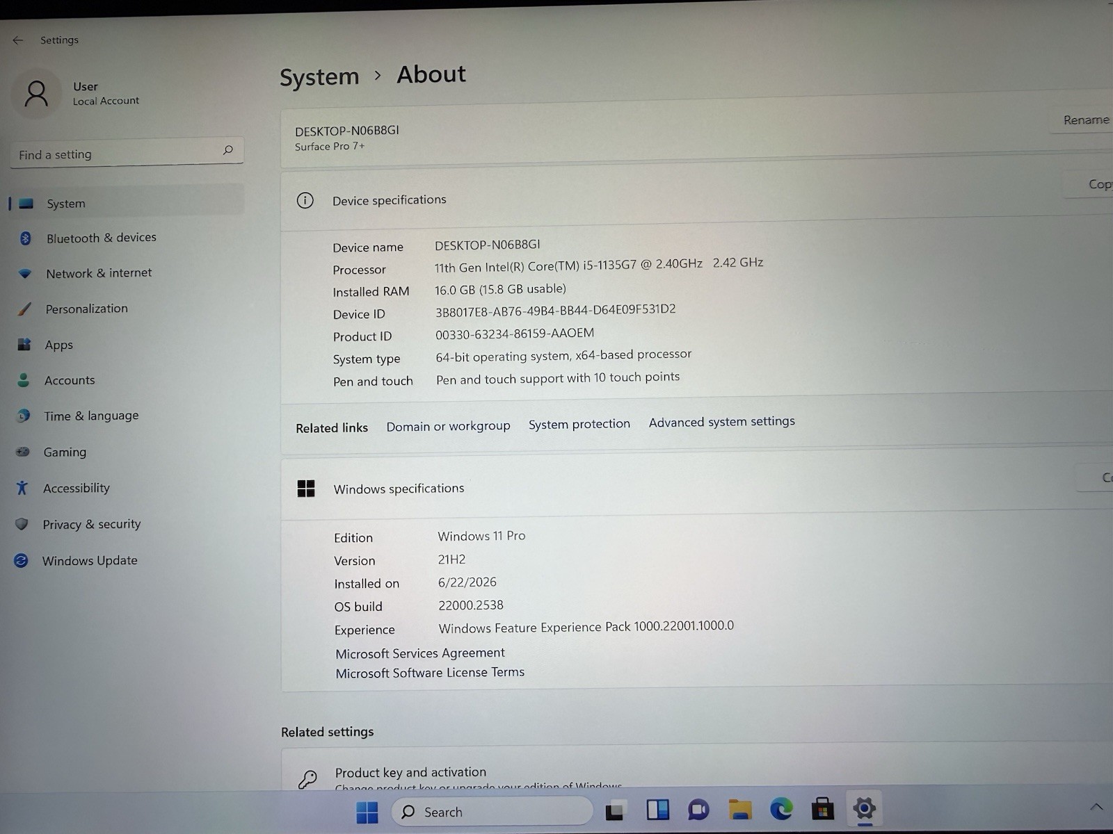 Microsoft Surface Pro 7 plus 1961 Core i5-1135G7 2.4GHz 16GB 256GB Win 11 Pro