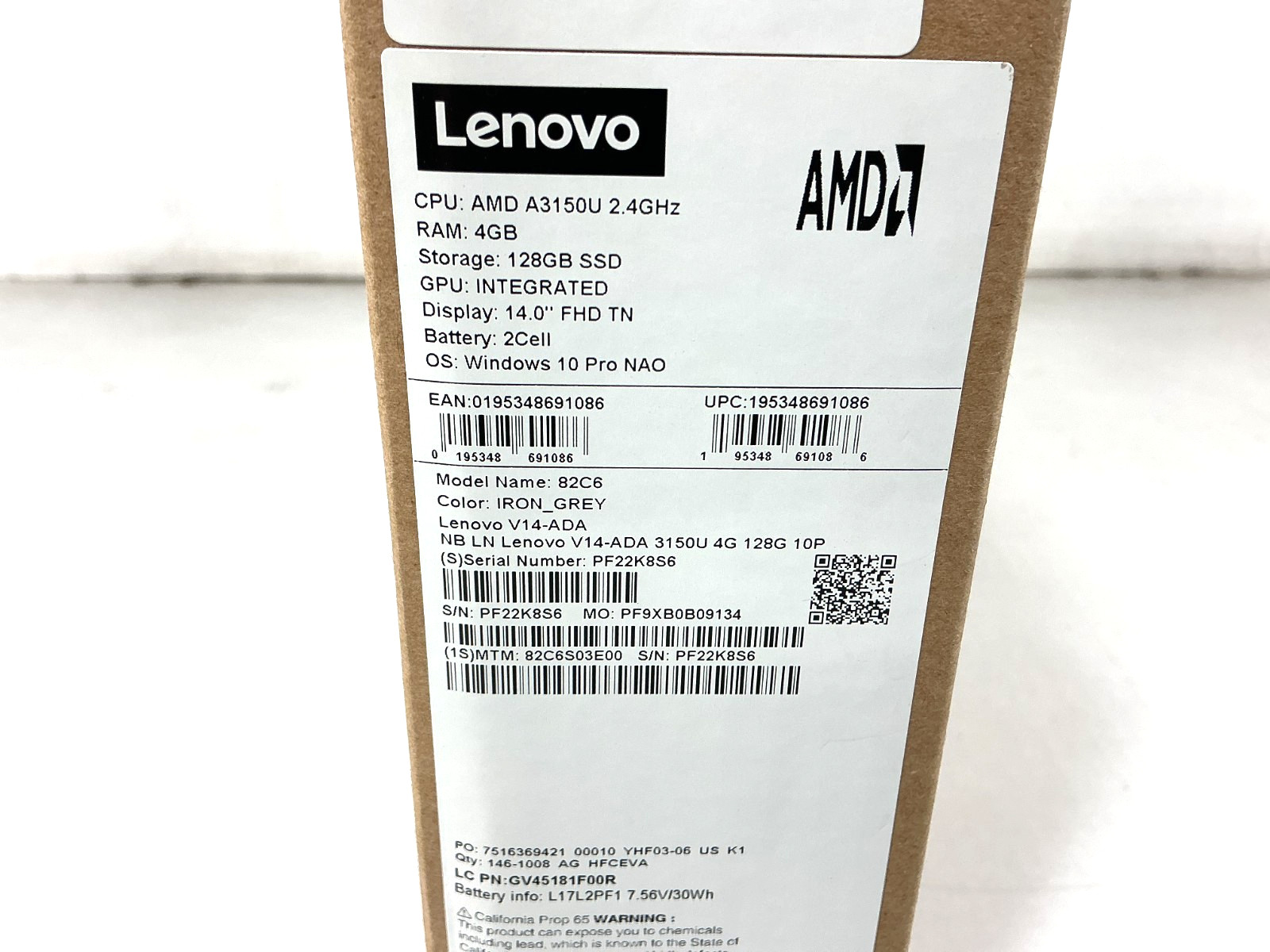Lenovo V14-ADA 14″ Full HD AMD Gold 3150U 4GB 128GB SSD W10P – 82C6S03E00