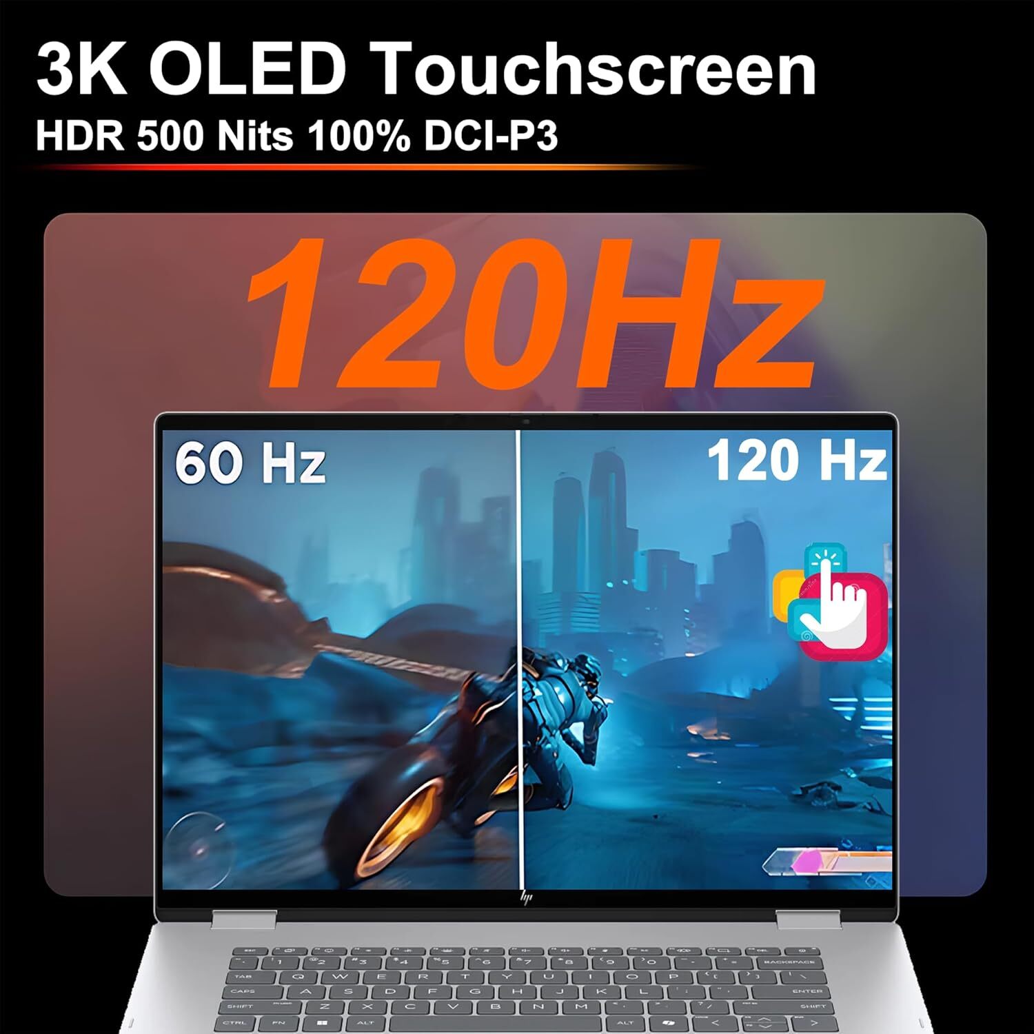 HP Omnibook 7 Flip 16 Laptop 16″ 3K OLED U7-258V 32GB-2TB| Silver Touch Backlit