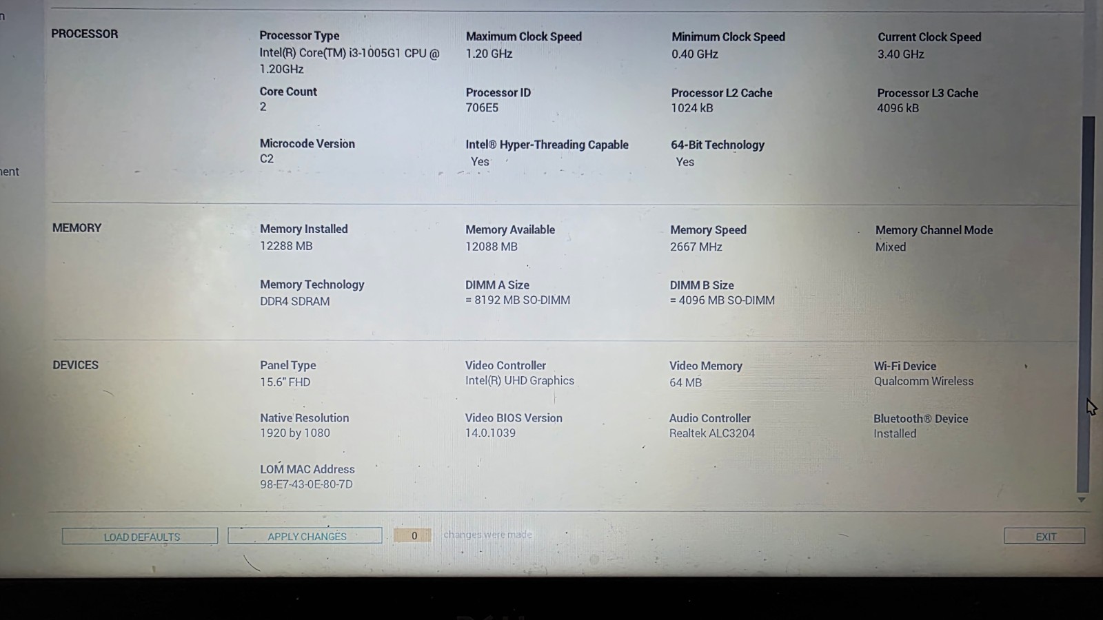 Dell Inspiron 15 3593 | Intel Core i3-1005G1 | 12GB | 512GB SSD