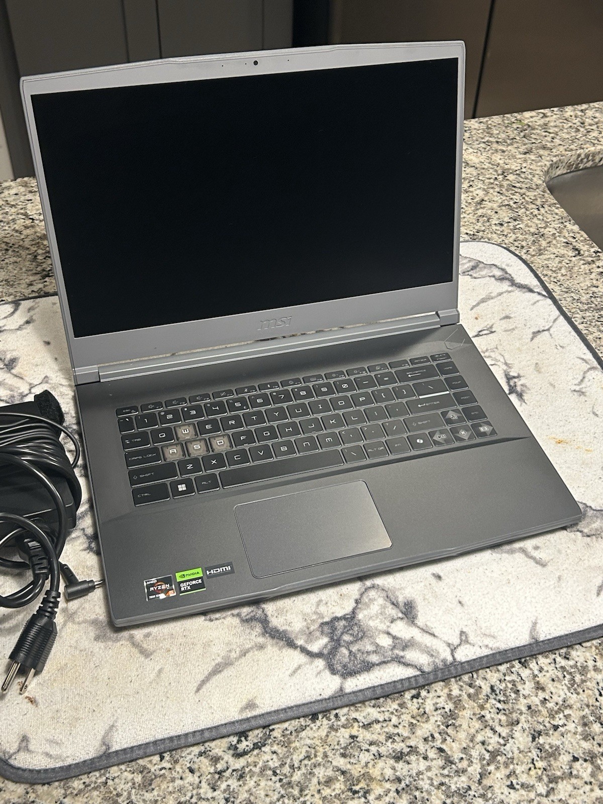 MSI Gaming Laptop AMD Ryzen 5 NVIDIA GeForce RTX Backlit Keyboard Gray HDMI