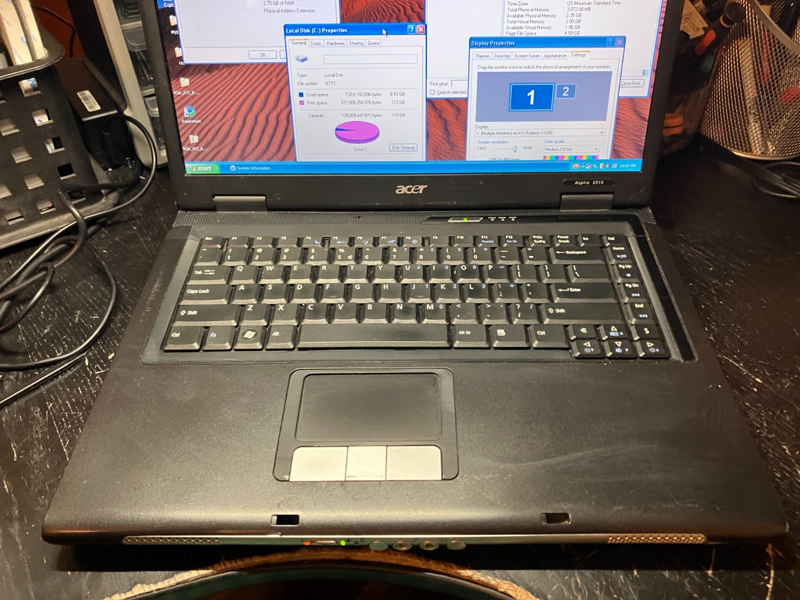 Acer Aspire 5515 Vintage Laptop 15″ Athlon 1.6GHz 3GB RAM 120GB SSD w/Cam Win XP