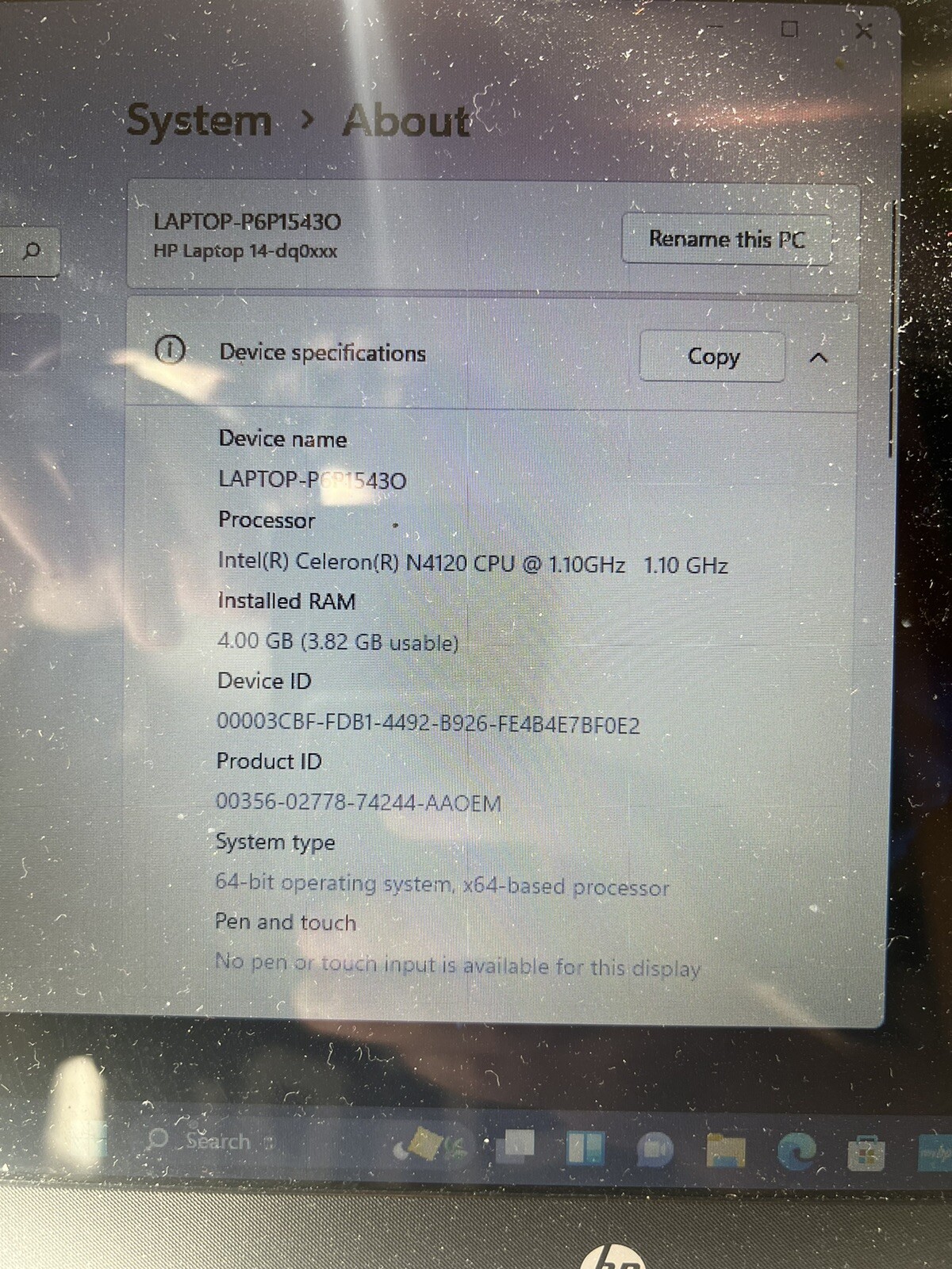 HP 14DQ0052DX 14″ Intel Celeron N, 1.10 GHz, 4 GB) Laptop -…