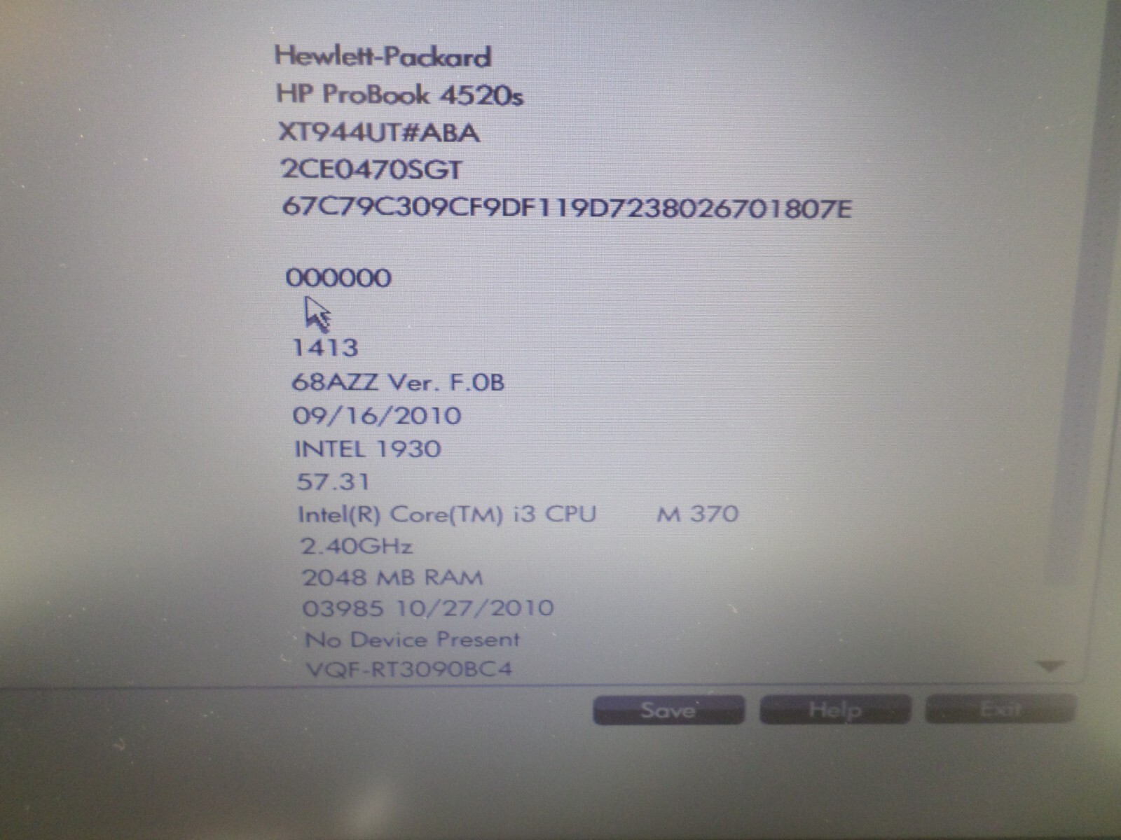 HP ProBook 4520s 15″ Laptop, i3-M370, 2GB RAM, 320GB HDD, Win 10 Pro