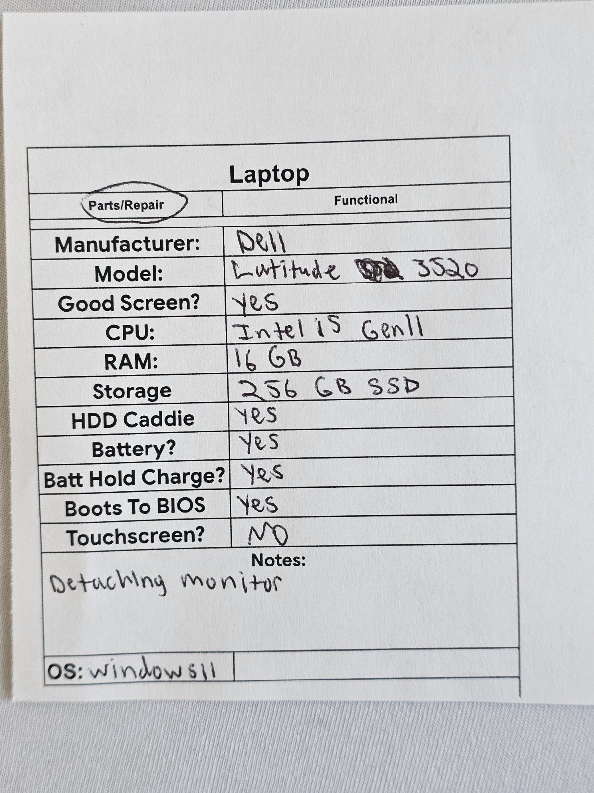 Dell Latitude 3520 Laptop – i5 Gen 11 – 16GB RAM – 256GB SSD – Windows 11 – READ