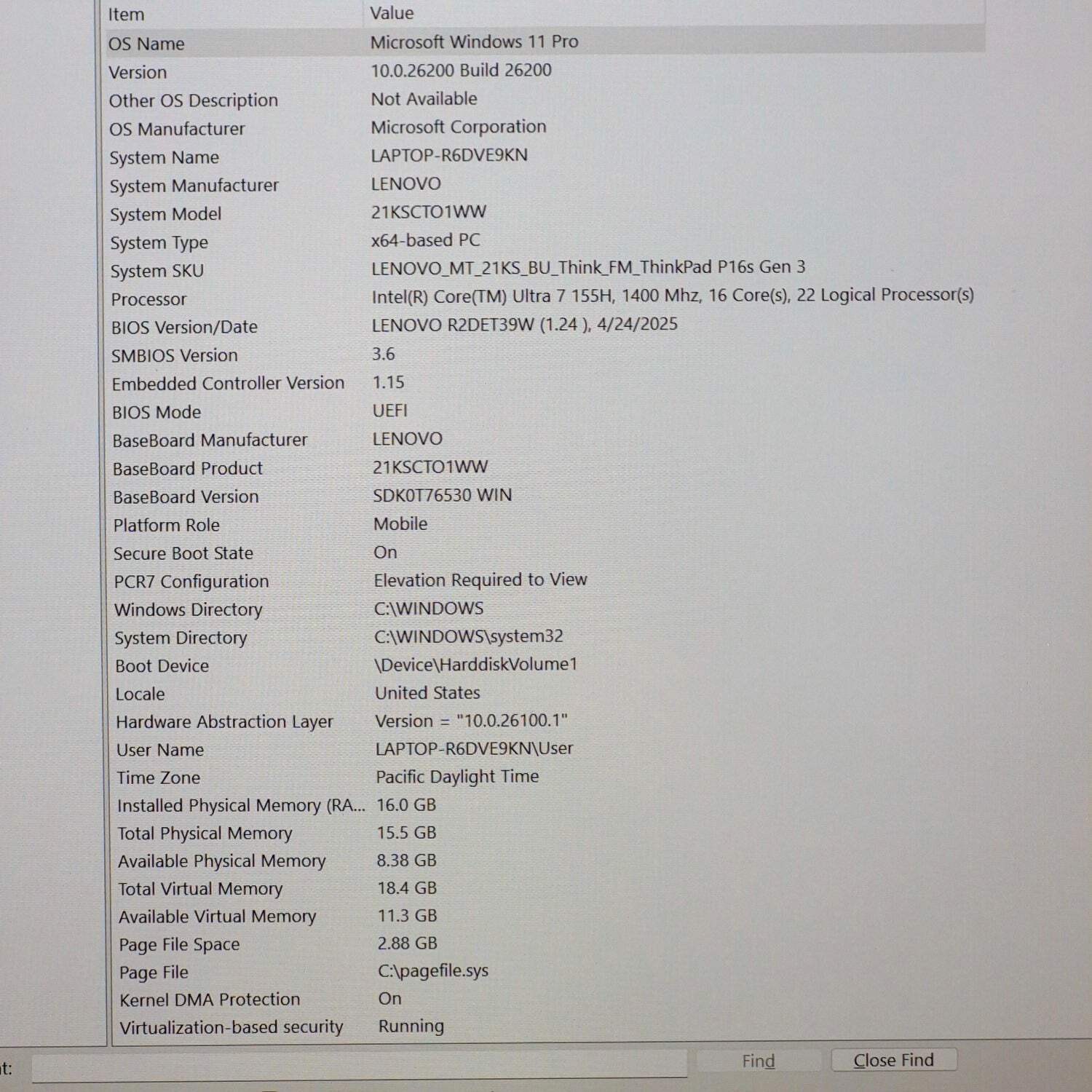 Lenovo ThinkPad P16s Gen 3 16″ Core Ultra 7 155H 1.4GHz 16GB RAM 512GB SSD RTX 5