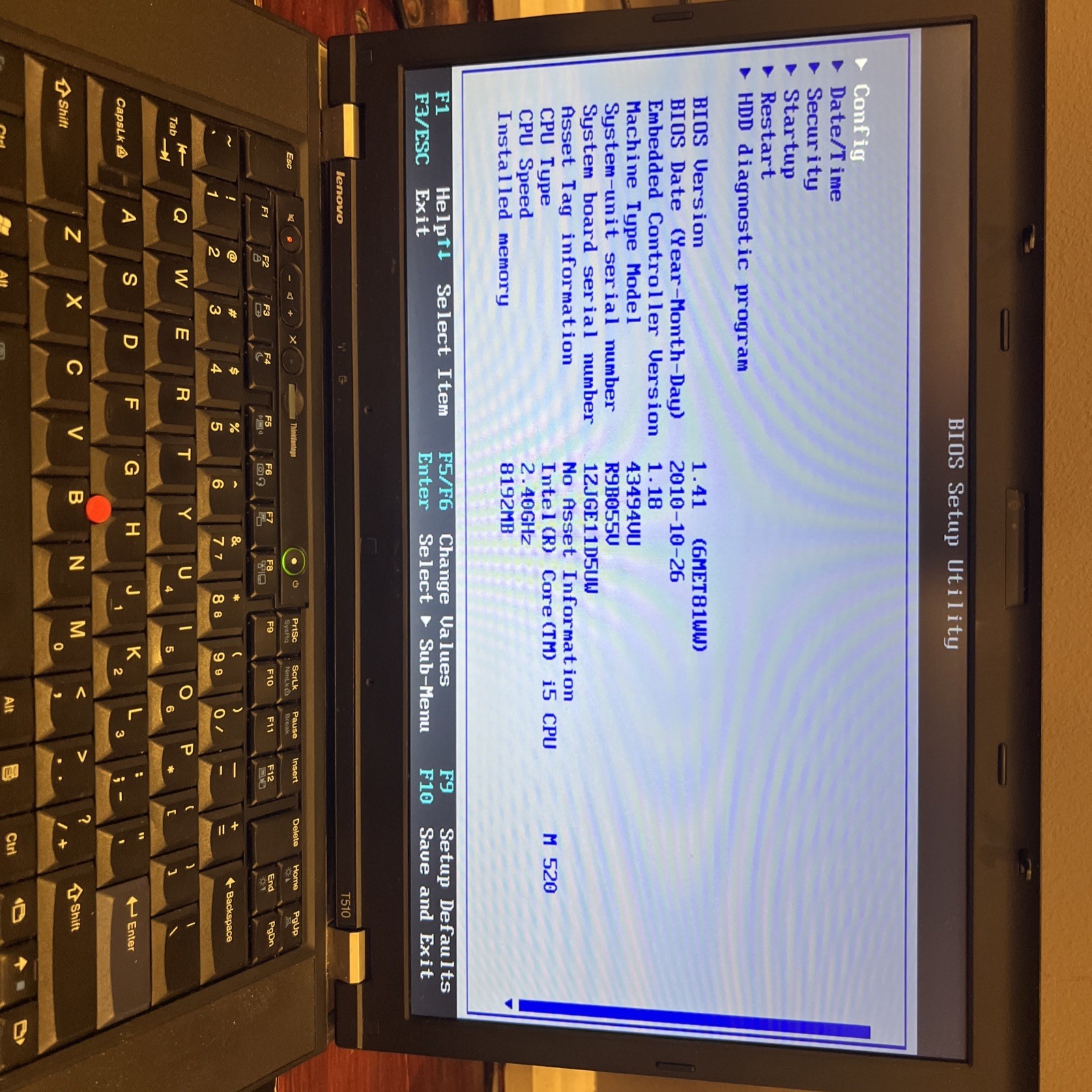 Lenovo ThinkPad T510 Intel i5-M520 2.4GHz 8GB NO HDD