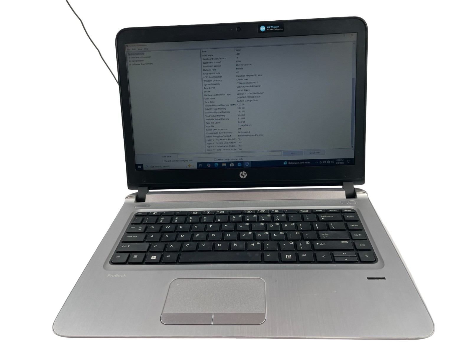 HP ProBook 440 G3 Core i3-6100U@2.30GHz 4GB RAM 128GB SSD Win. 10Pro Exlt. Bttry