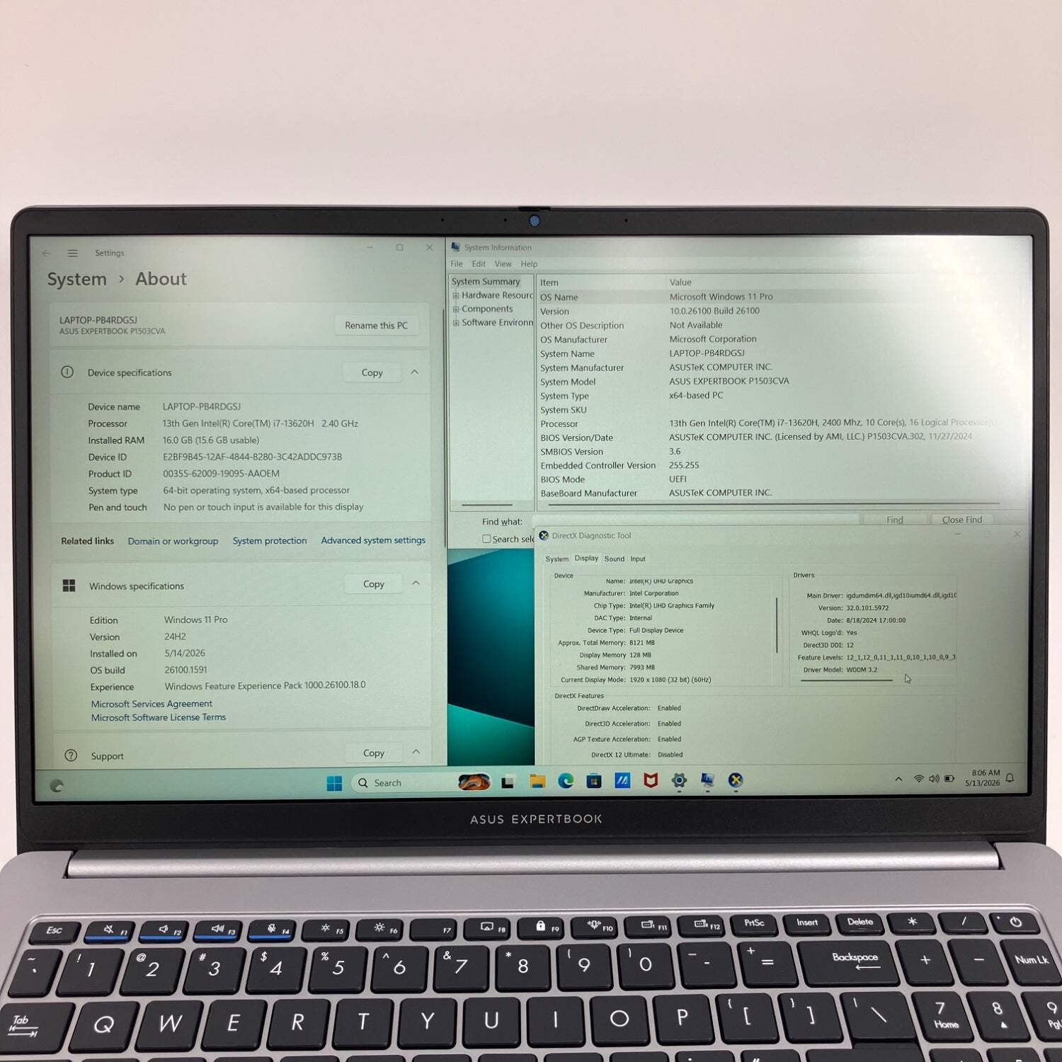 Asus Expertbook P1 P1503CVA 15.6″ i7-13620H 2.4GHz 16GB RAM 512GB SSD