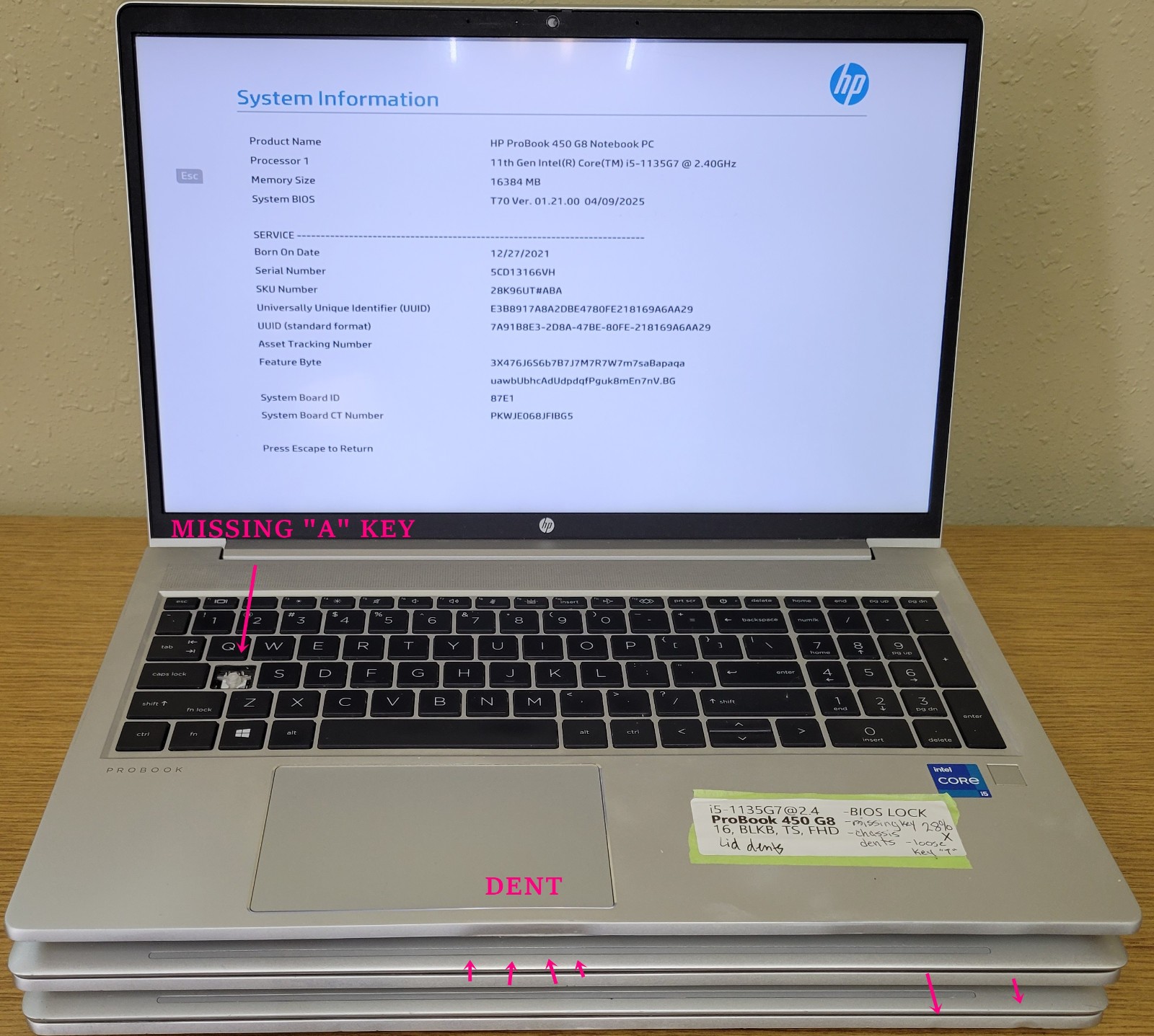 (Lot of 4)HP ProBook 450 G8 i5-1135G7 2.40GHz 8/16GB No OS/SSD **BIOS LOCKED**