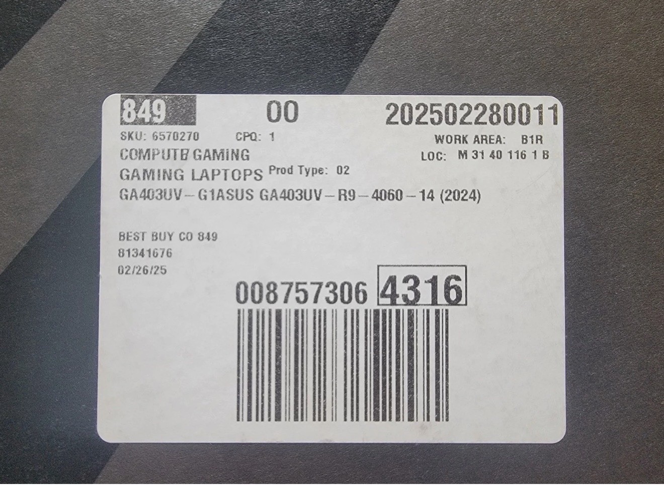 ROG Zephyrus G14 2024 (RTX 4060 AMD Ryzen 9 8945HS) For parts, original box