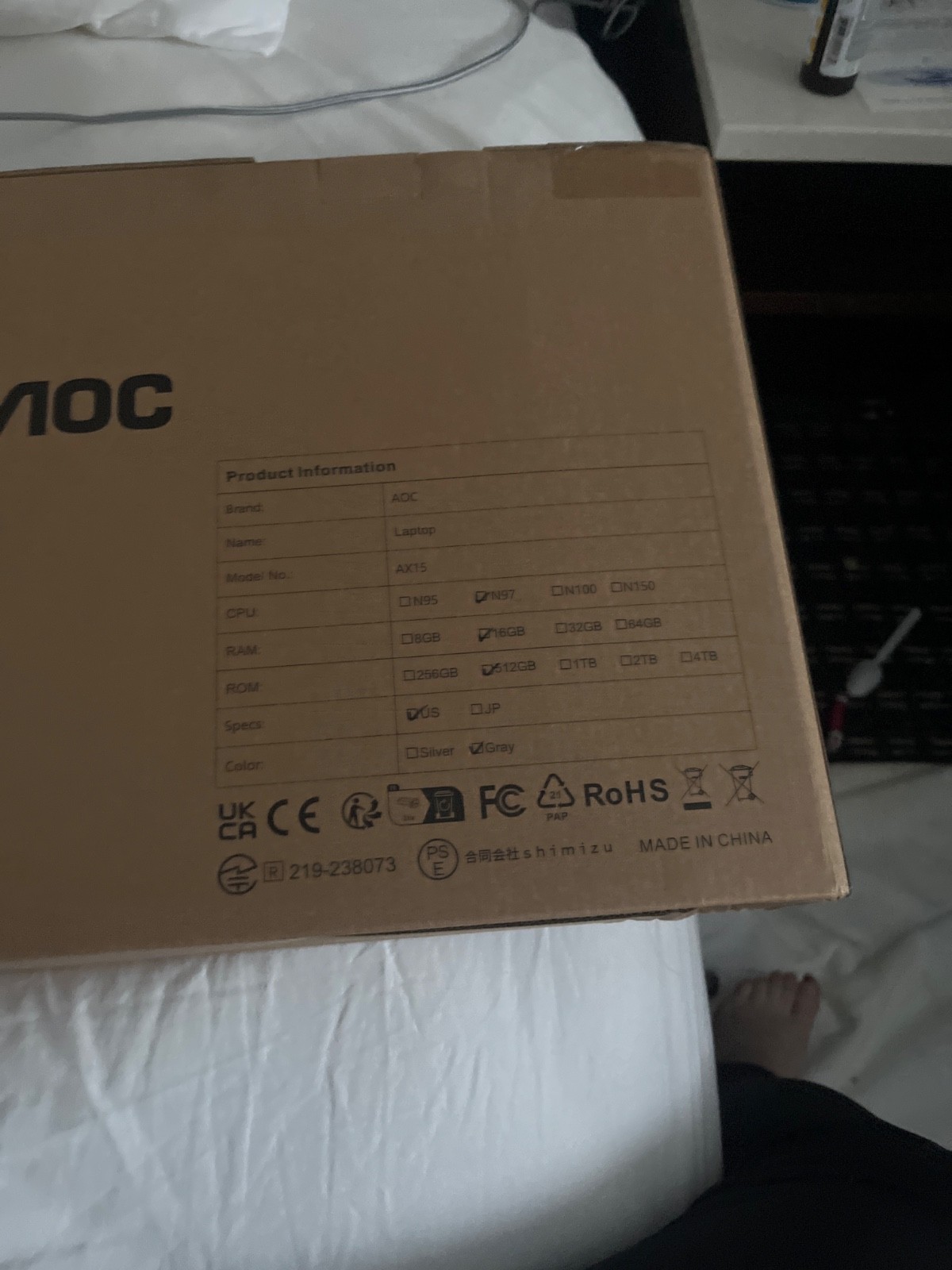 AOC 15.6″ PC Laptop 1080P Intel 12th N97 16GB DDR4 512GB M.2 SSD WIFI 5 BT Win11