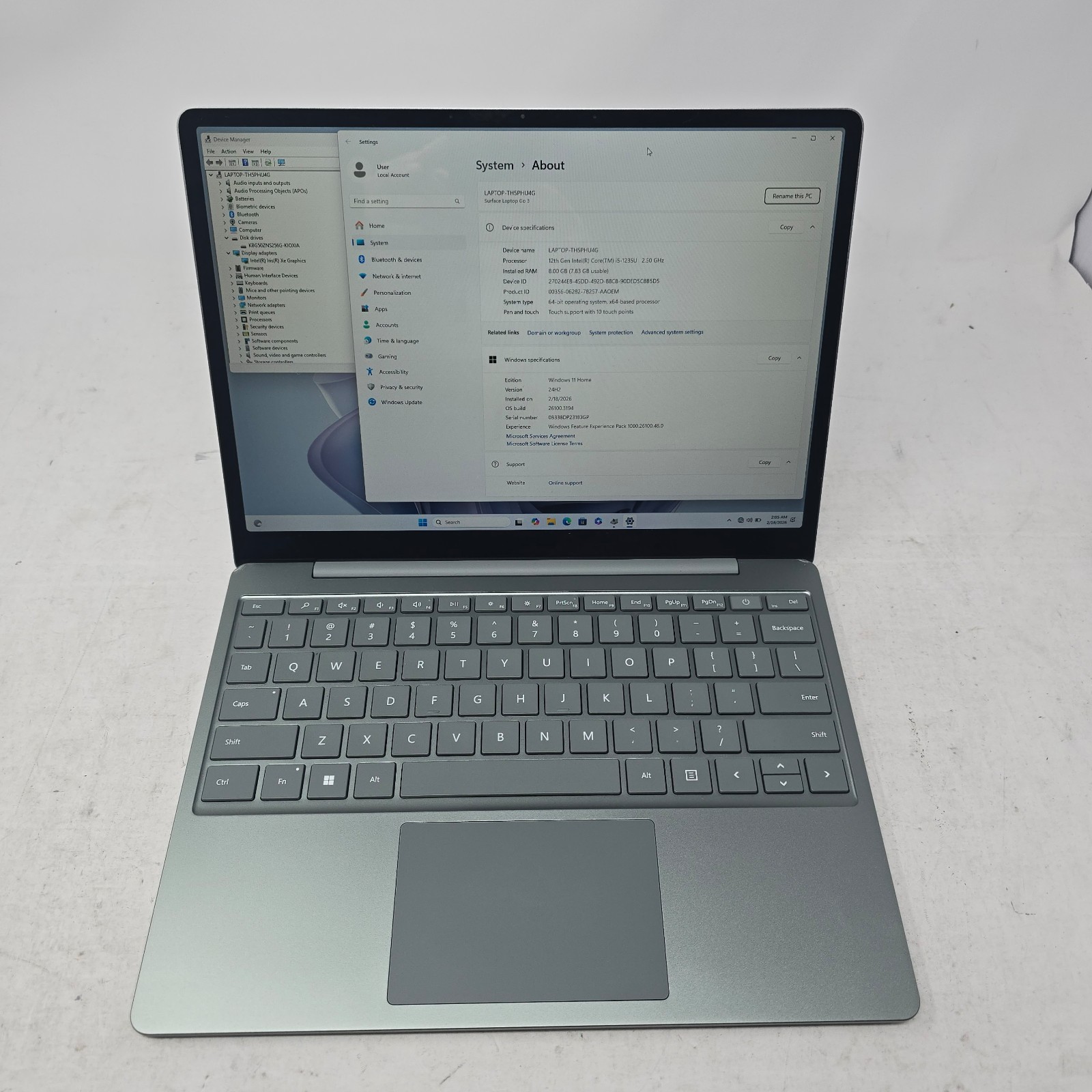Microsoft Surface Laptop Go 3 12.4 256GB SSD Intel i5 1235U 8GB RAM Green.Silver