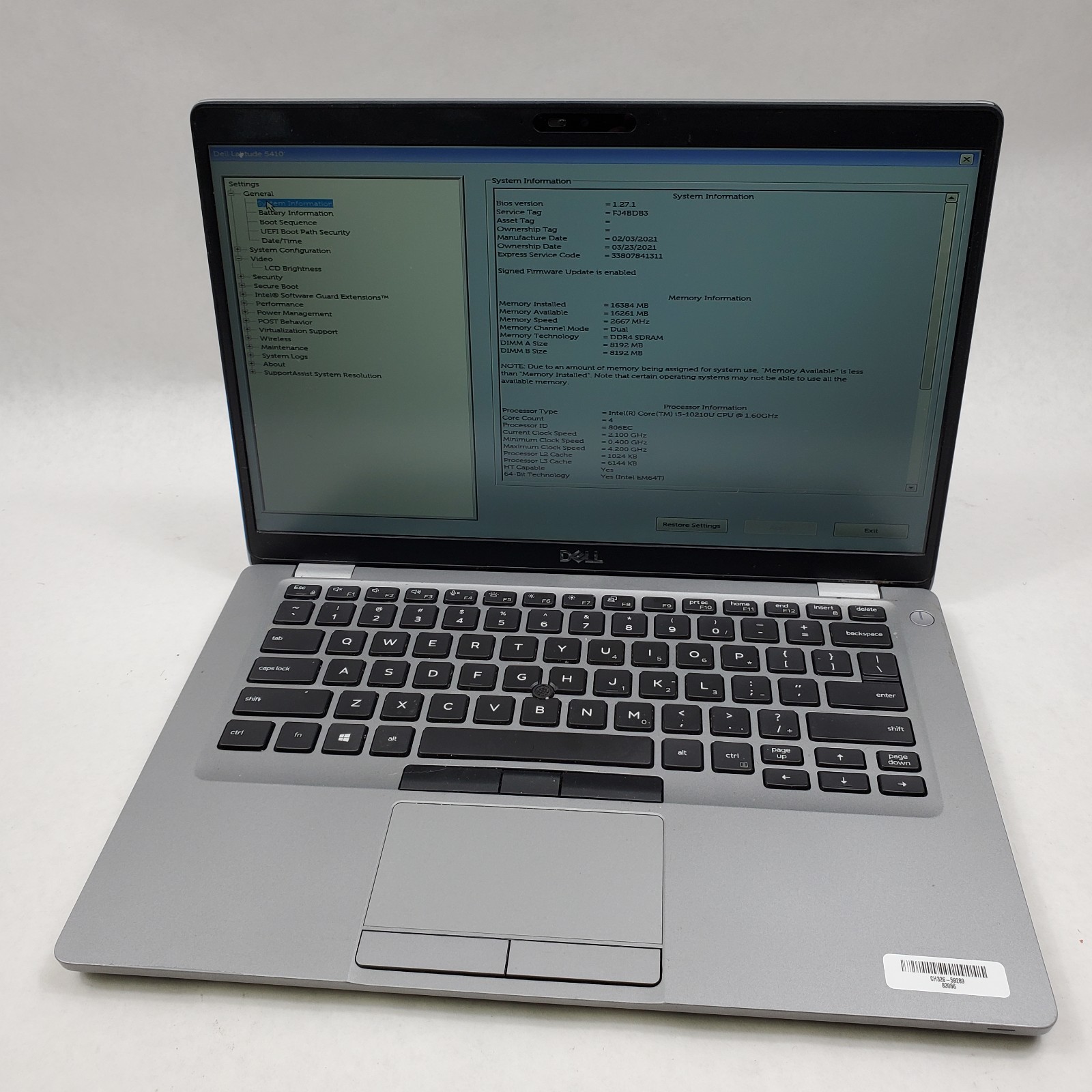 DELL LATITUDE 5410 | Intel Core i5-10210U | 256GB | 16GB RAM | NO SSD *PEELING