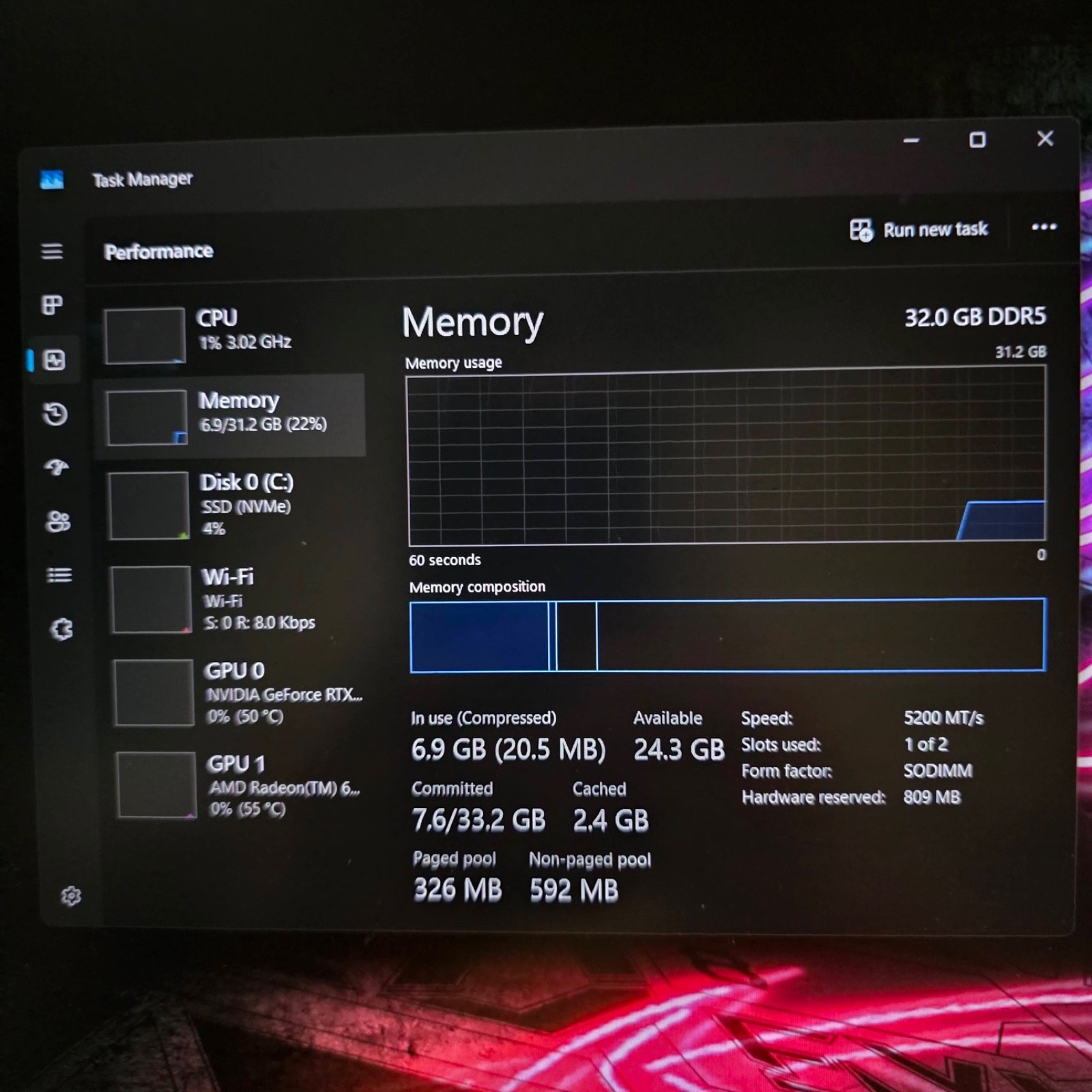 ASUS ROG Strix G16 FHD+ 165Hz Ryzen 9 8940HX 32GB 1TB RTX 5070Ti 140W 12GB WNTY