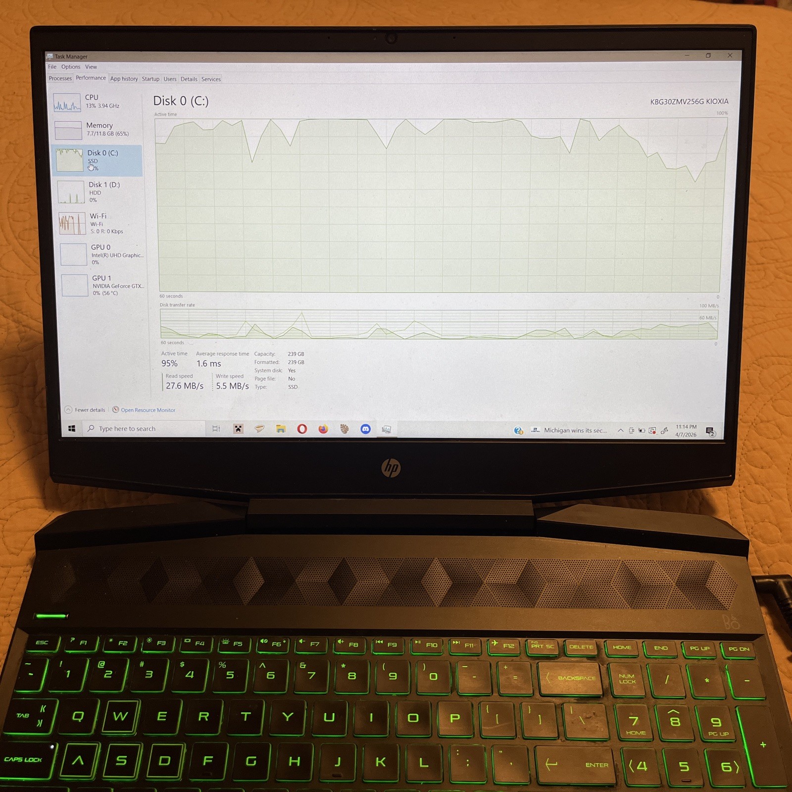 HP Pavilion 15.6″ i5-9300H 2.4GHz 12GB RAM 256GB SSD 1TB HDD GeForce GTX 1650