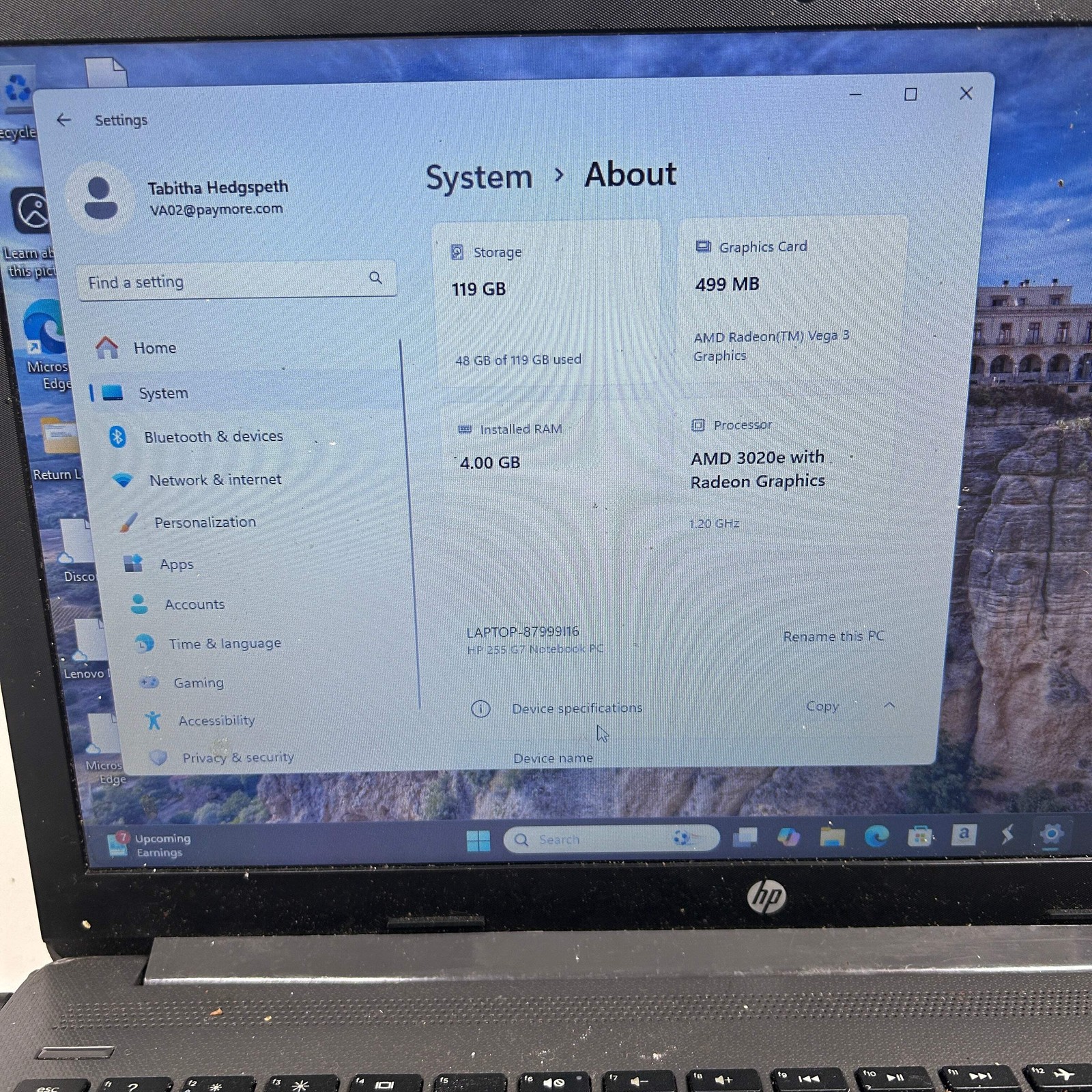 HP NoteBook 255 G7 15.6″ 3020e 1.2GHz 4GB RAM 128GB SSD