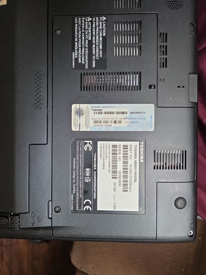 TOSHIBA SATELLITE A505 S6980 – BOOTS TO BIOS – INTEL 2 DUO T6600 – 512MB RAM -BB