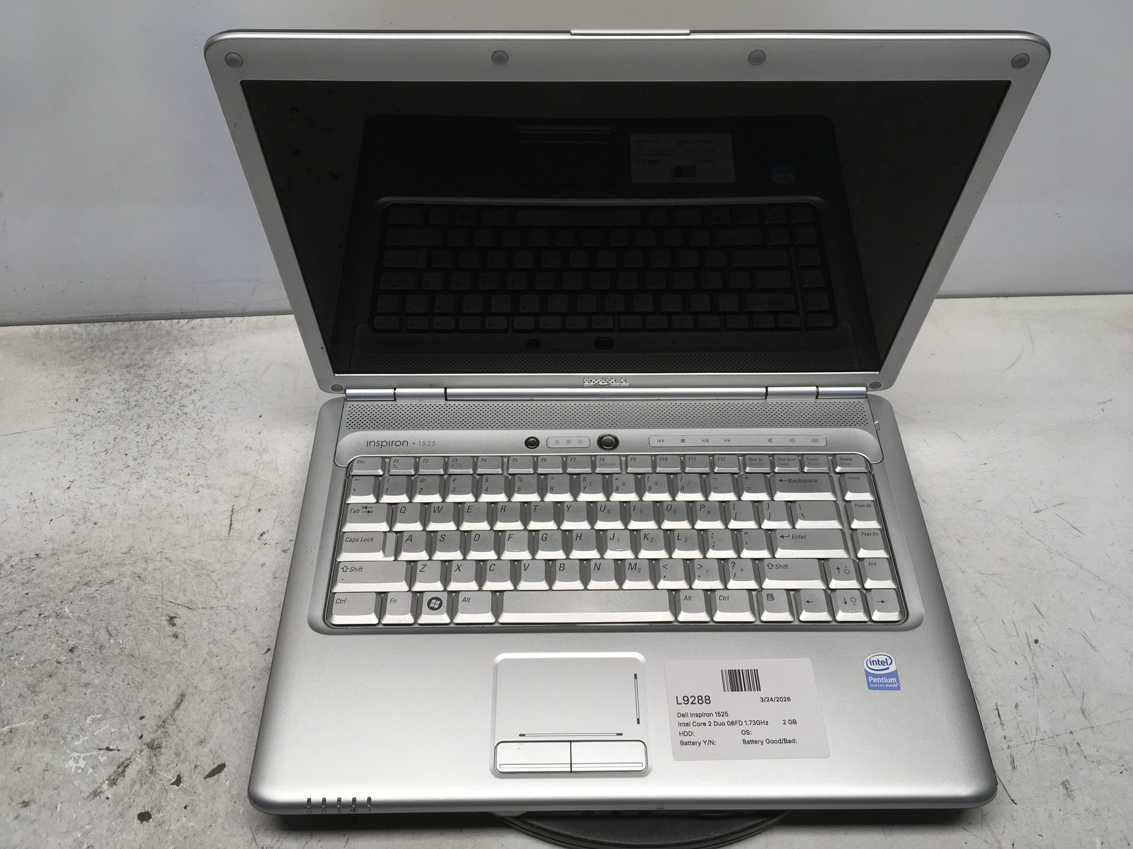 Dell Inspiron 1525 Intel Core 2 Duo 06FD 1.73GHz 2 GB NO HDD No Batt